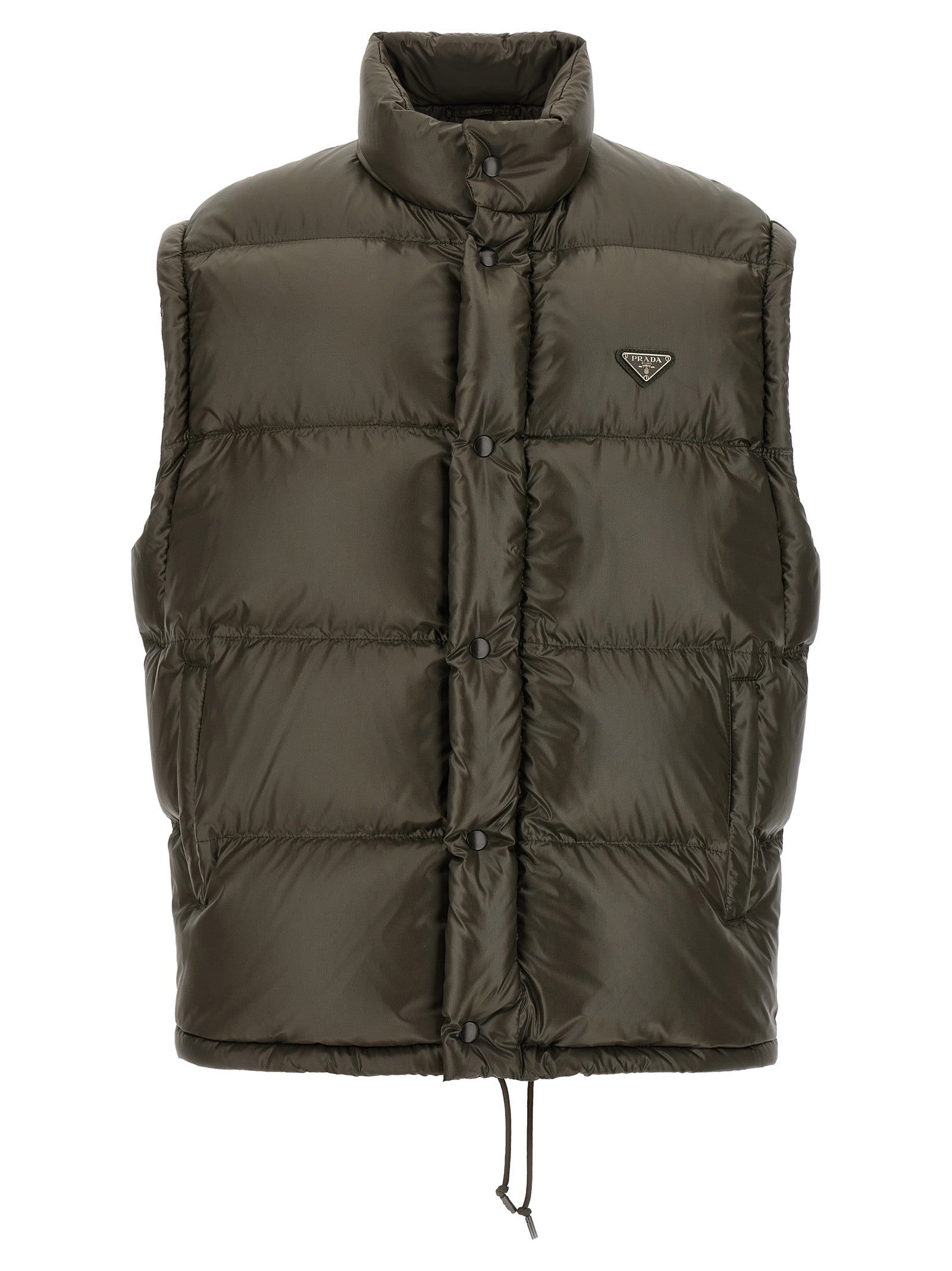 Prada Graue Jacke aus recyceltem Polyamid in voller Länge