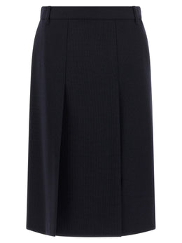 Prada Blauer Midirock aus reiner Schurwolle