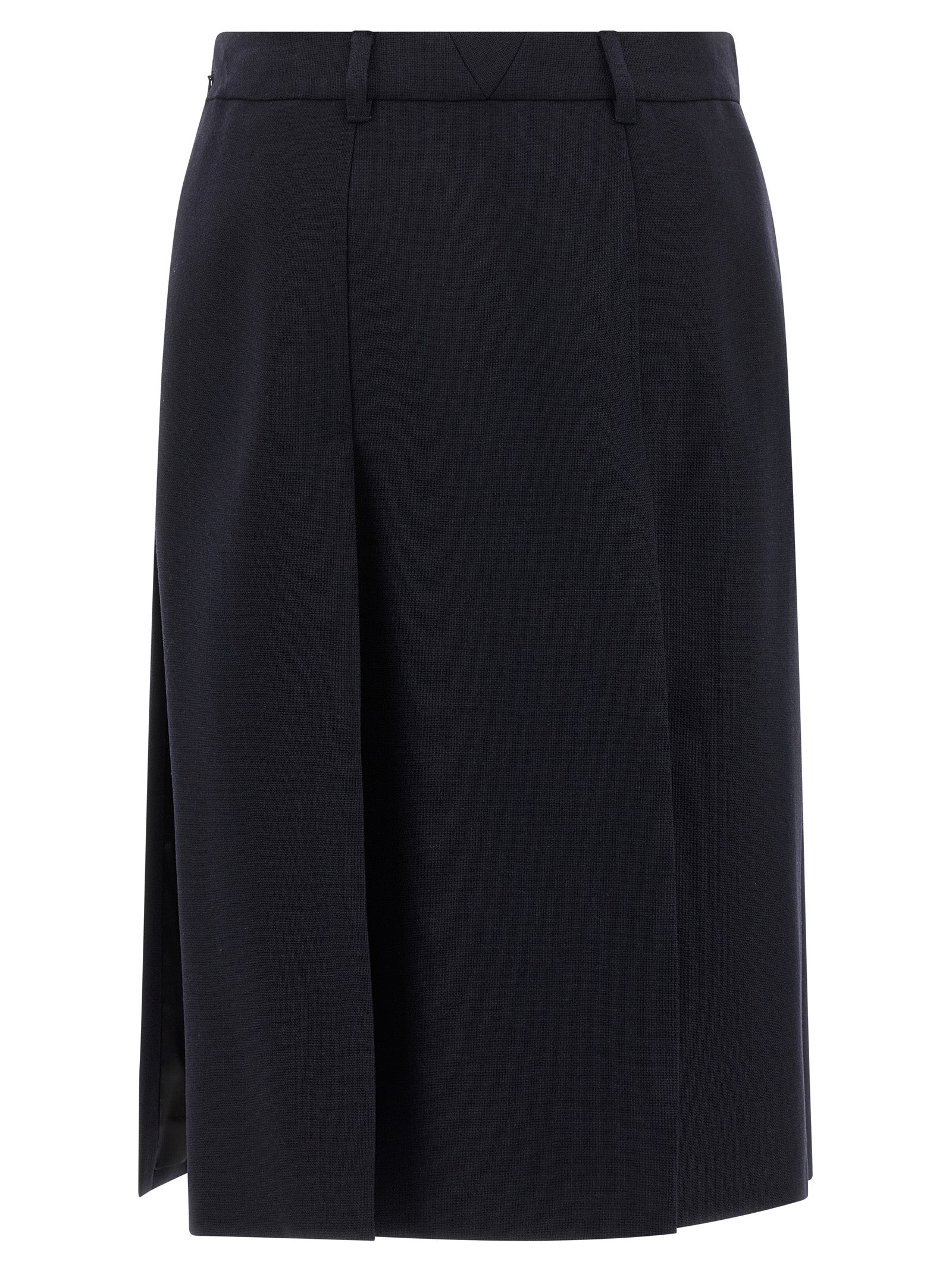 Prada Blauer Midirock aus reiner Schurwolle