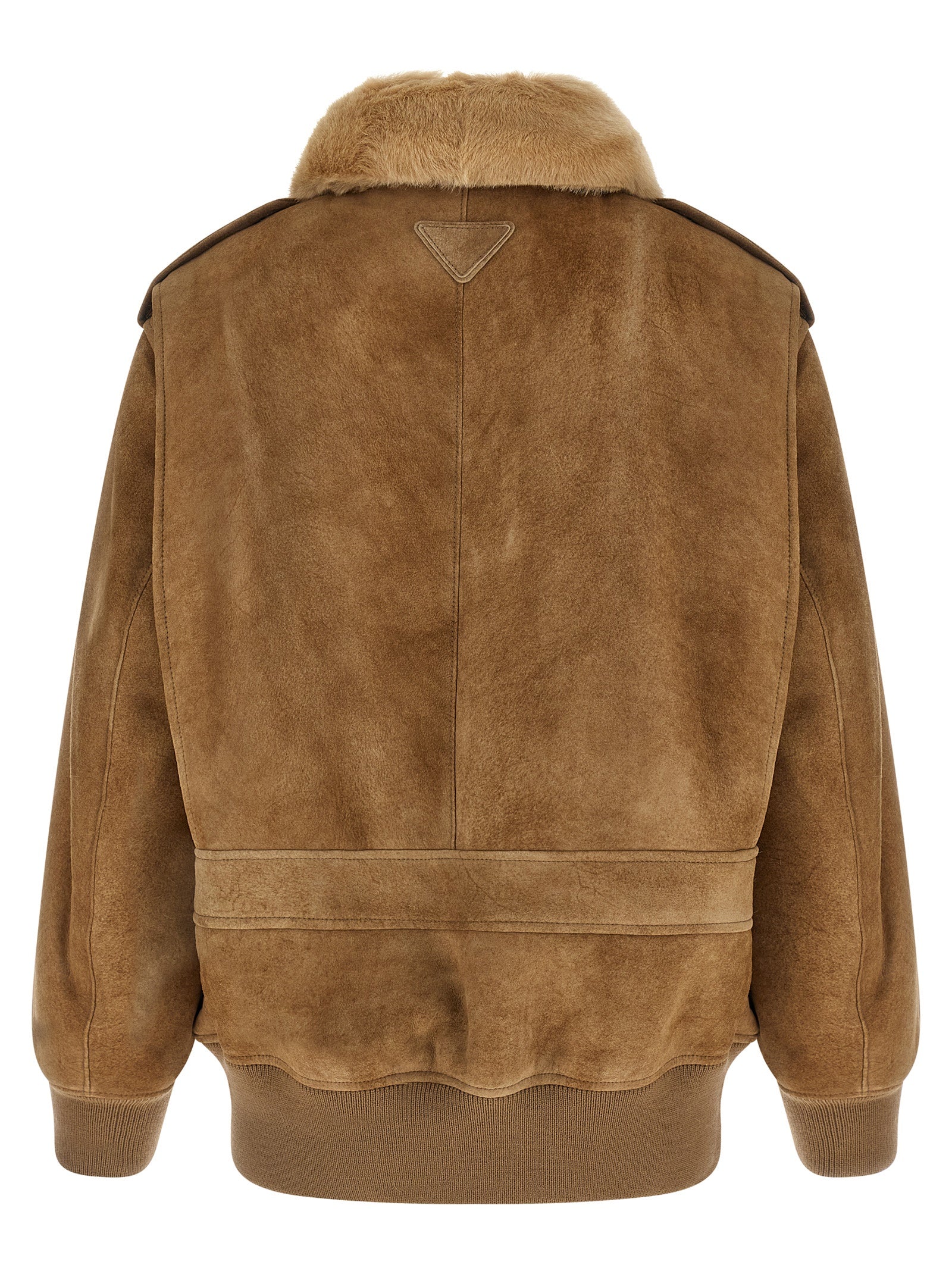 Prada Beige Lammleder Bomberjacke