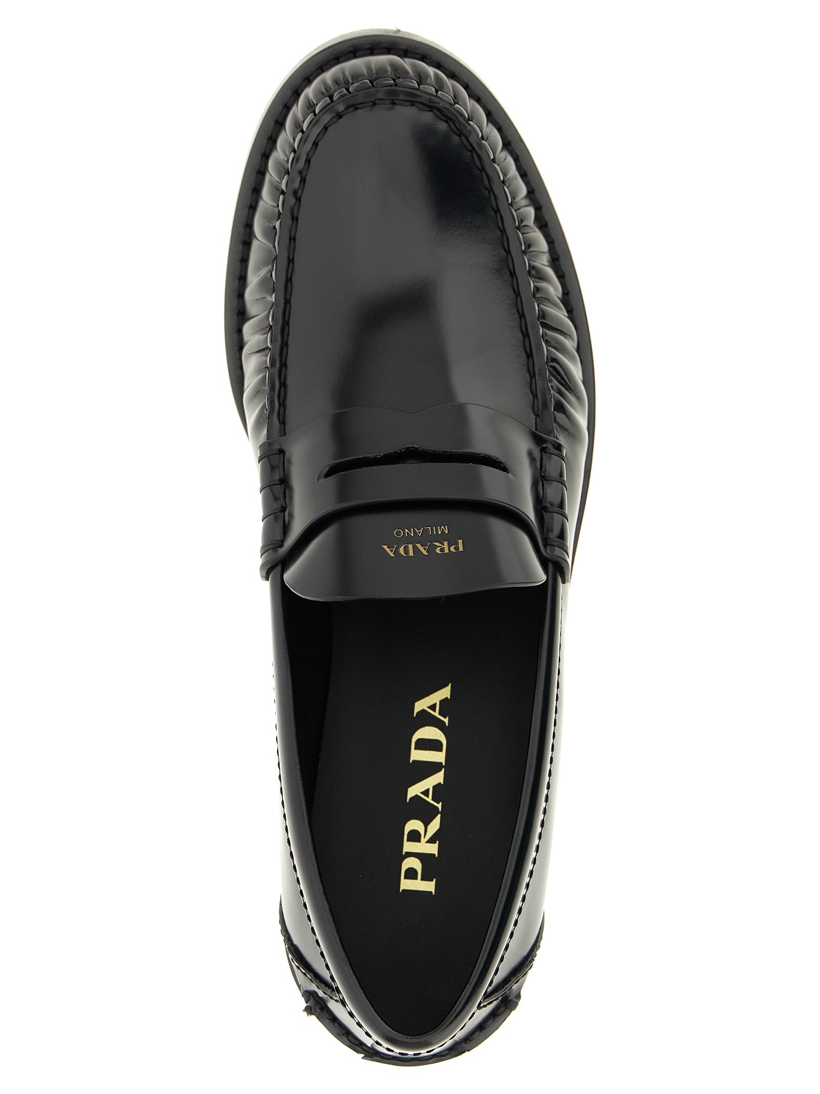 Prada Schwarze Loafer aus Kalbsleder zum Hineinschlüpfen