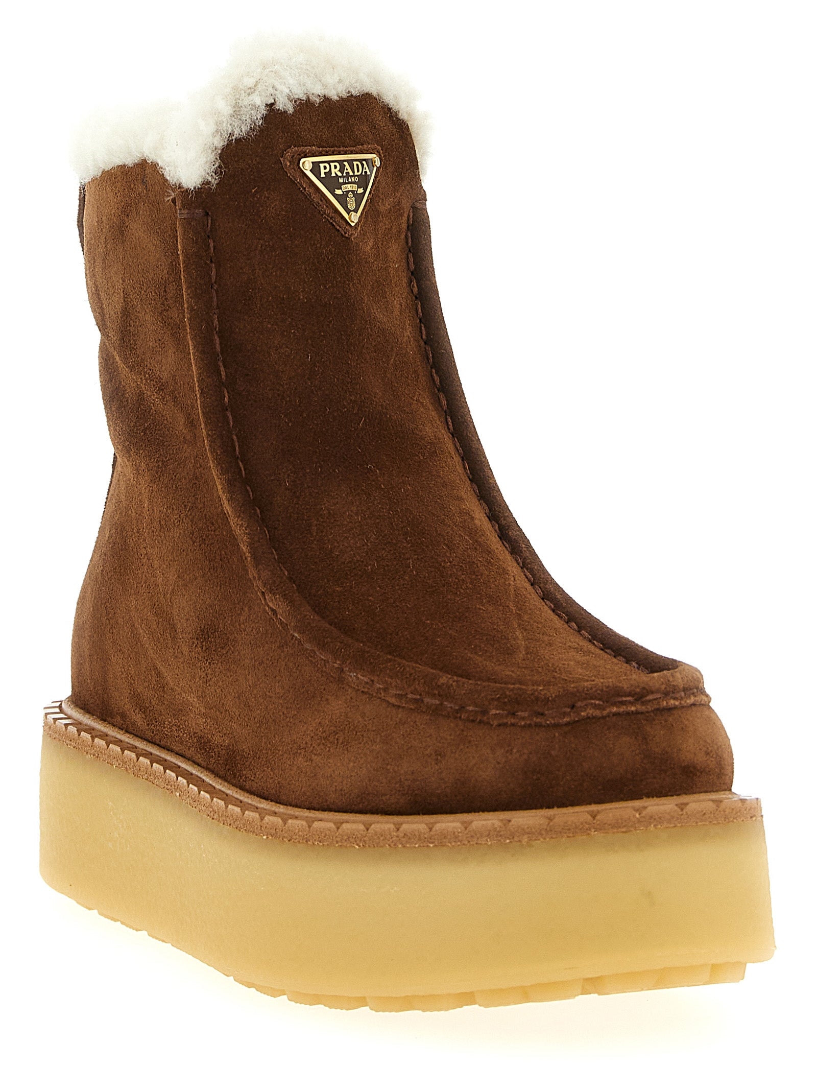 Prada Ankle Boots aus braunem Kalbsleder