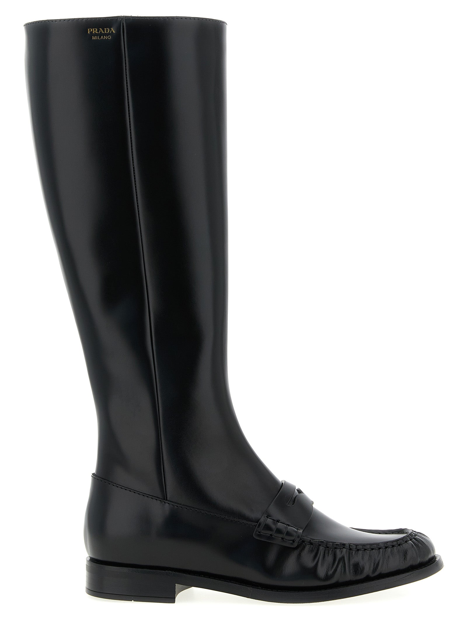 Prada Schwarzes Kalbsleder Over-the-Knee
