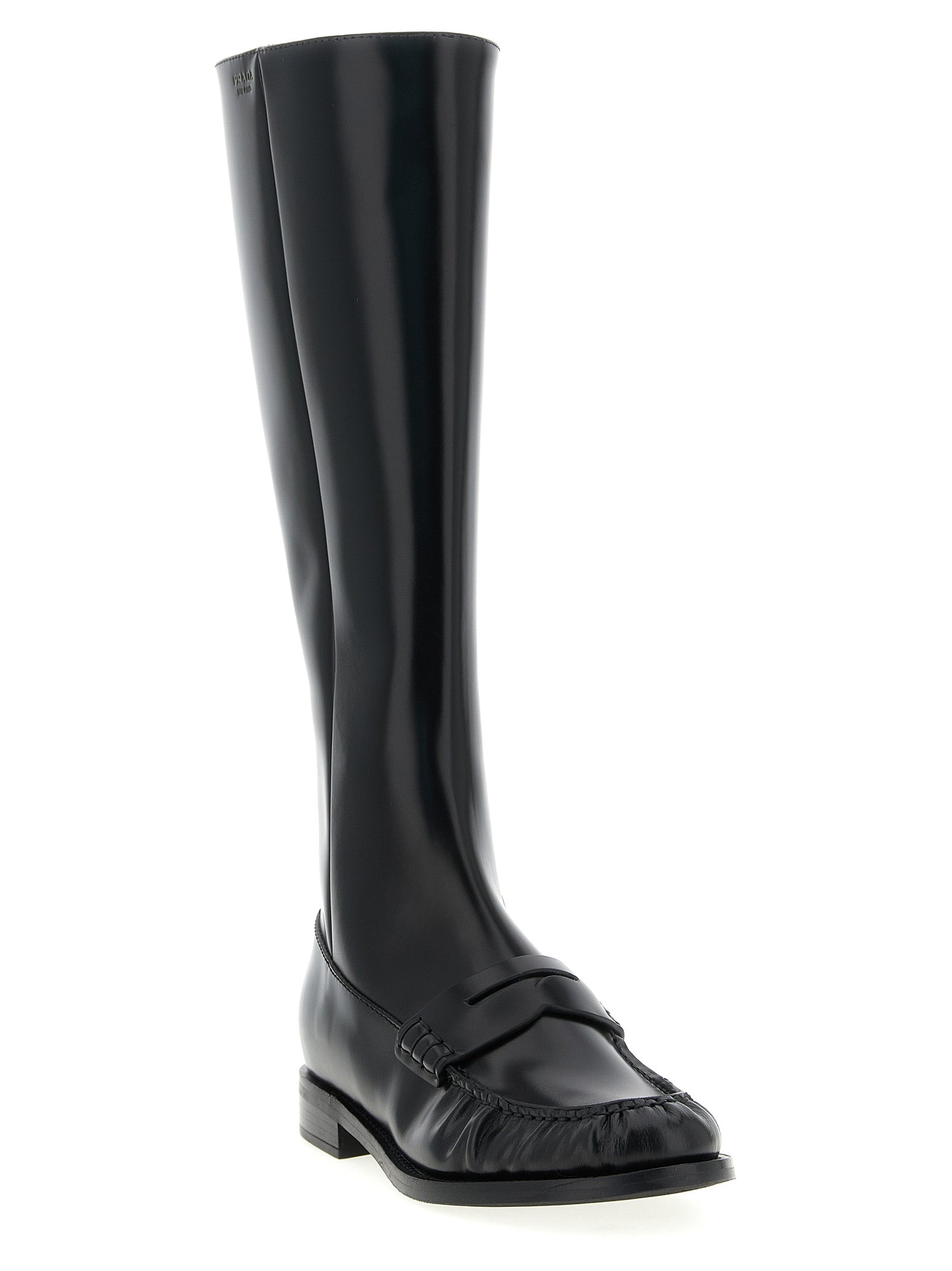 Prada Schwarzes Kalbsleder Over-the-Knee