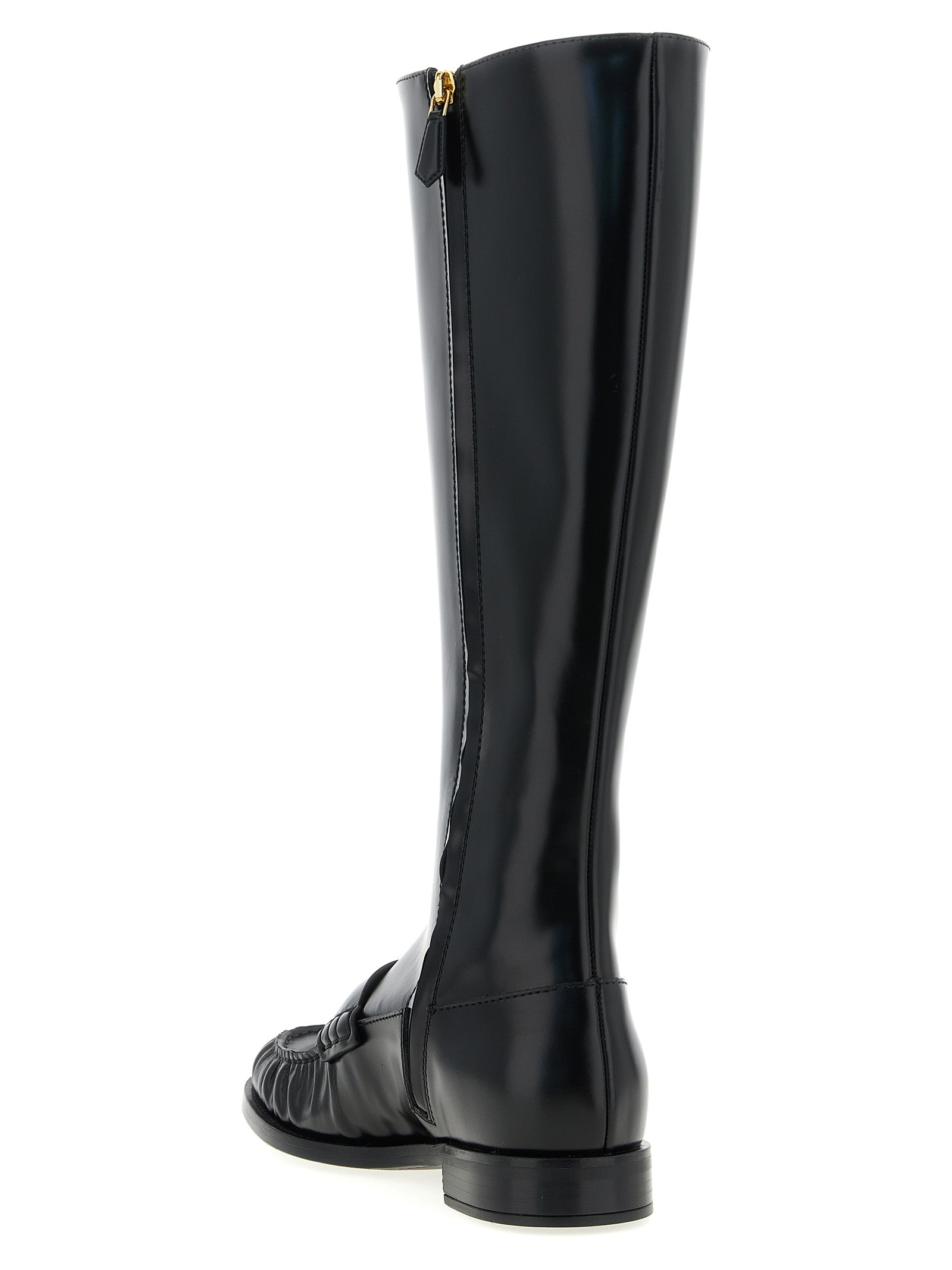 Prada Schwarzes Kalbsleder Over-the-Knee