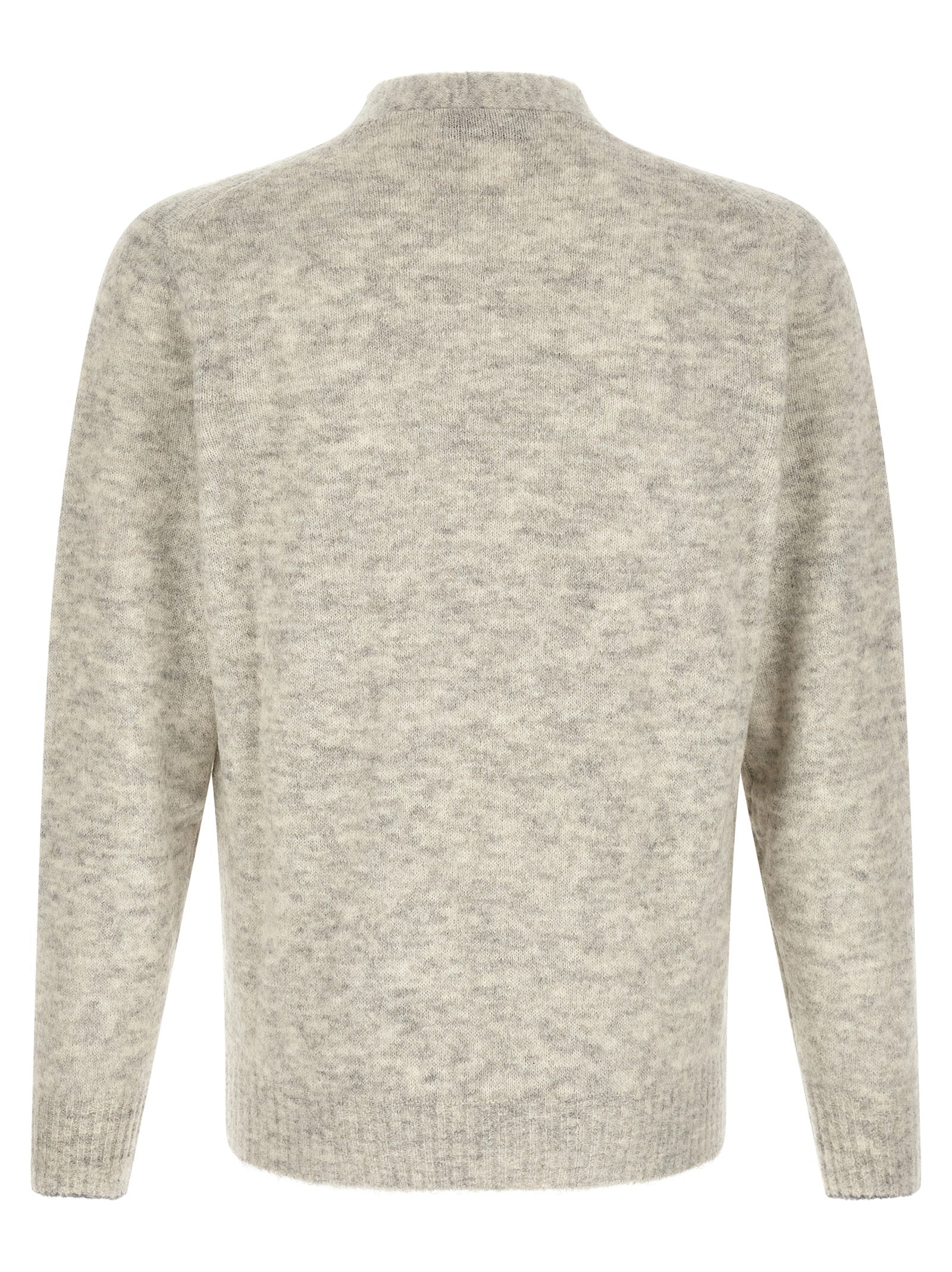 Brunello Cucinelli Grauer Strickcardigan aus Alpaka und Leder