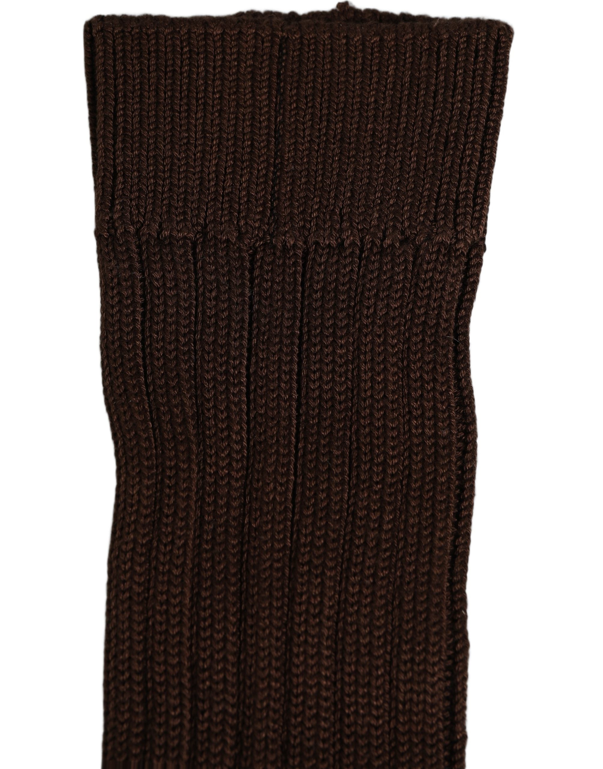 Dolce & Gabbana Dunkelbraune Rippstrick-Socken aus Nylon für Über-die-Wade