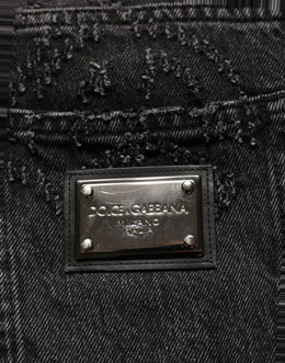 Dolce & Gabbana Dunkelgraue Baumwoll-Jeans im Oversize-Wide-Leg-Schnitt