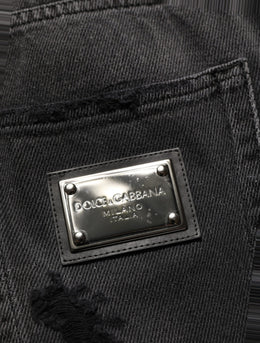 Dolce & Gabbana Dunkelgraue, distressed Oversize-Jeans für Herren aus Denim