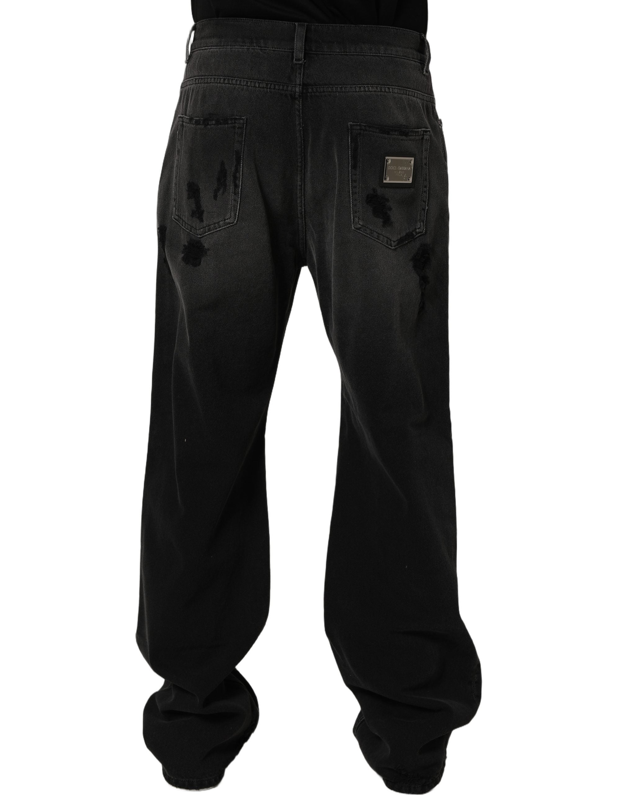 Dolce & Gabbana Dunkelgraue, distressed Oversize-Jeans für Herren aus Denim