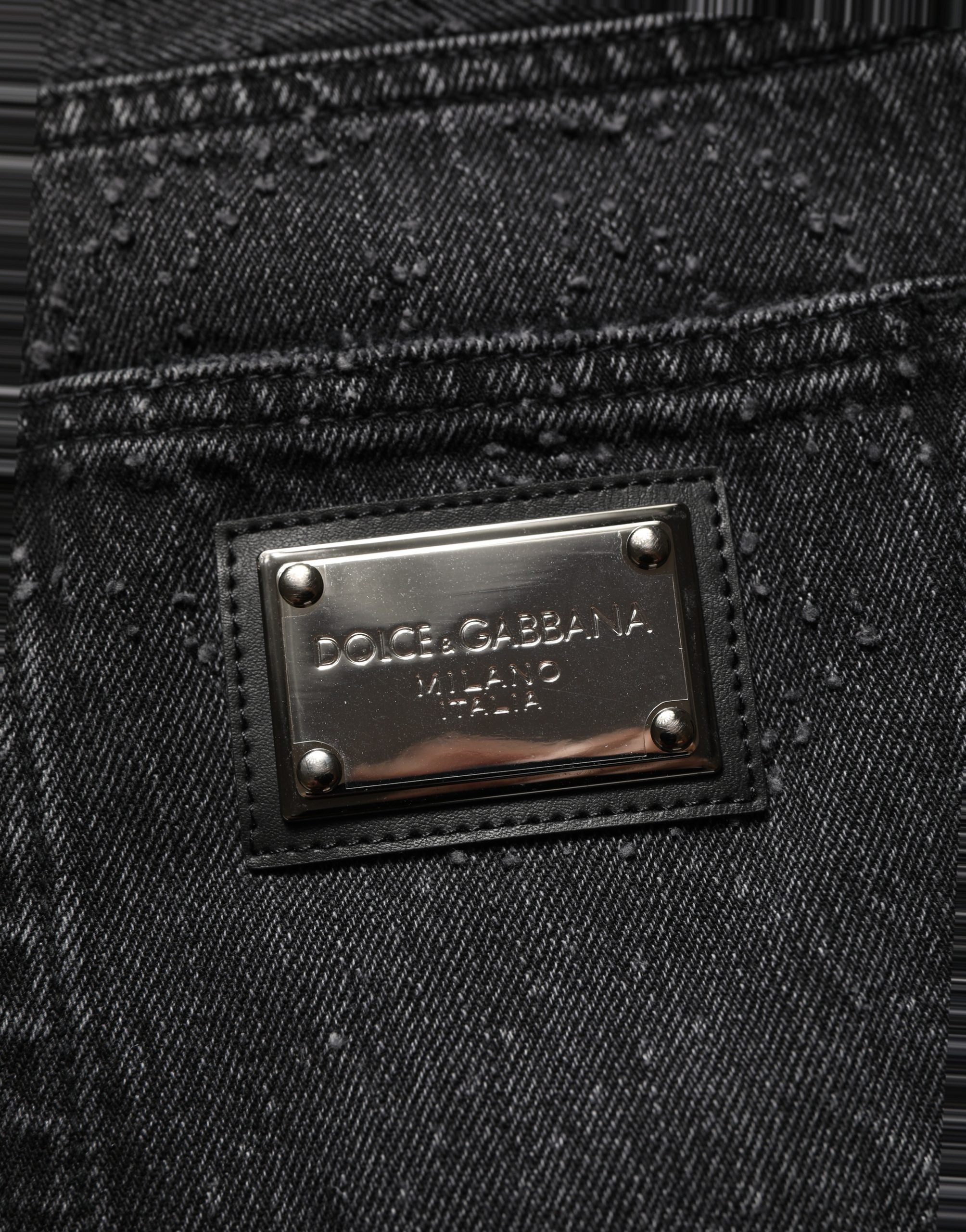 Dolce & Gabbana Dunkelgraue Baumwoll-Jeans im Oversize-Schnitt mit weitem Bein