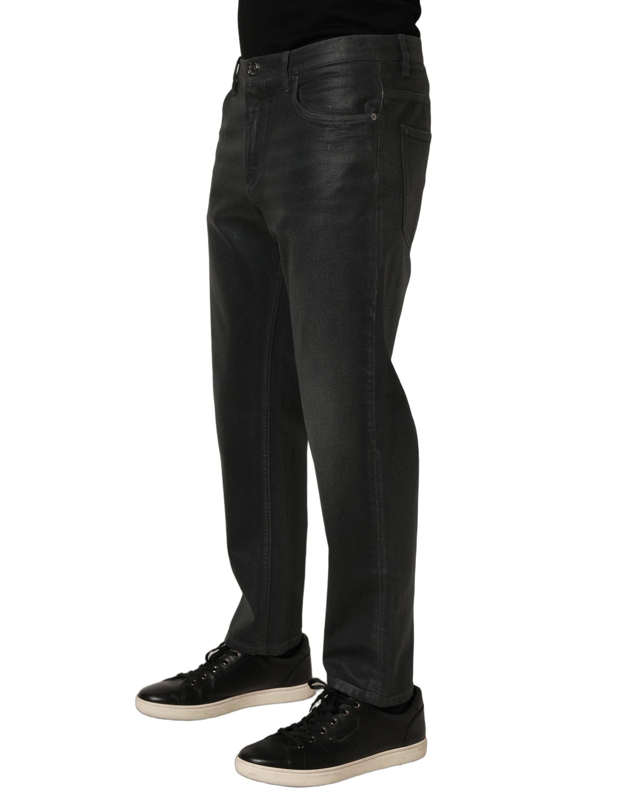 Dolce & Gabbana Dunkelgraue Baumwoll-Jeans für Herren, lockere Passform