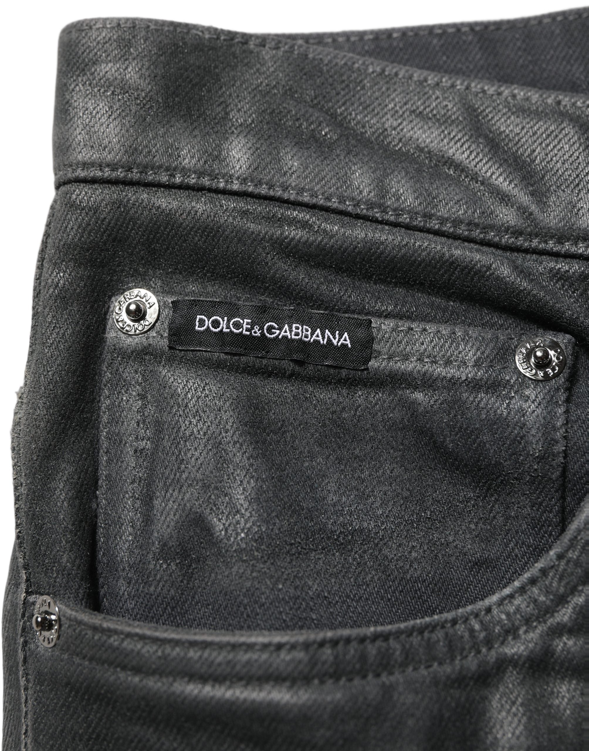 Dolce & Gabbana Dunkelgraue Baumwoll-Jeans für Herren, lockere Passform