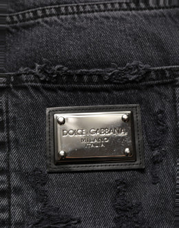Dolce & Gabbana Dunkelgraue Baumwoll-Jeans für Herren mit Rissen