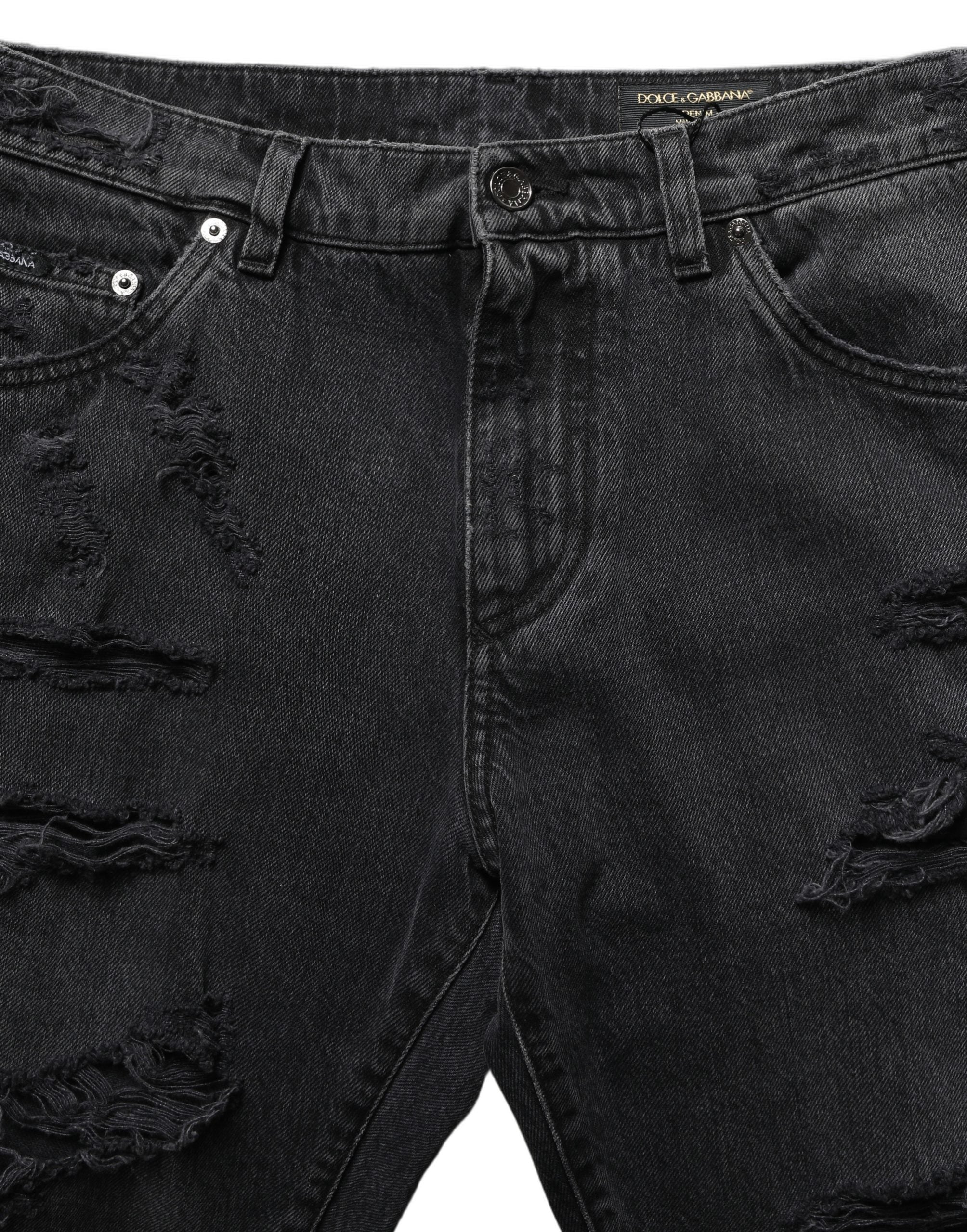Dolce & Gabbana Dunkelgraue Baumwoll-Jeans für Herren mit Rissen