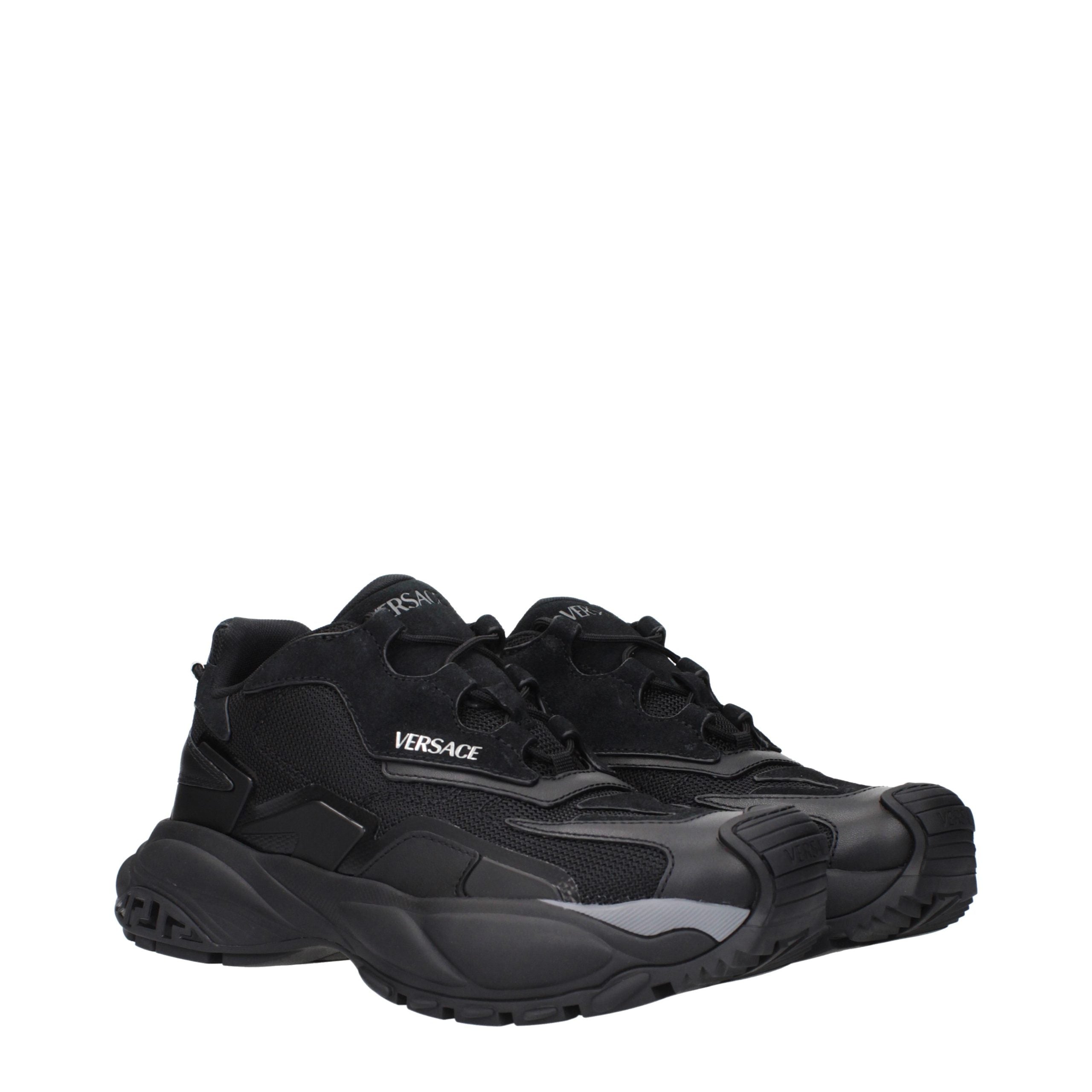 Versace Schwarze Stoff-Sneaker mit klobiger Sohle