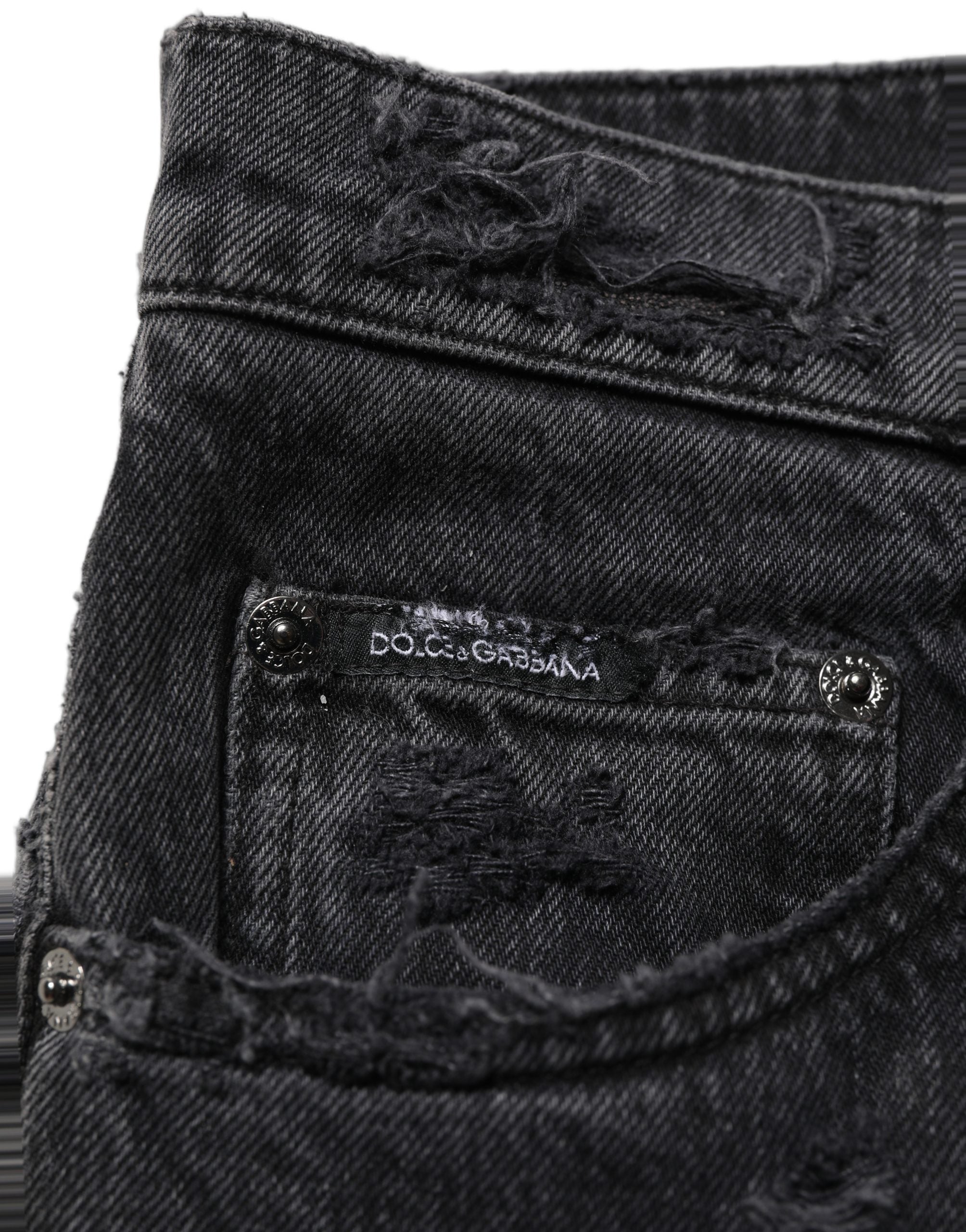 Dolce & Gabbana Dunkelgraue Baumwoll-Jeans für Herren mit Rissen