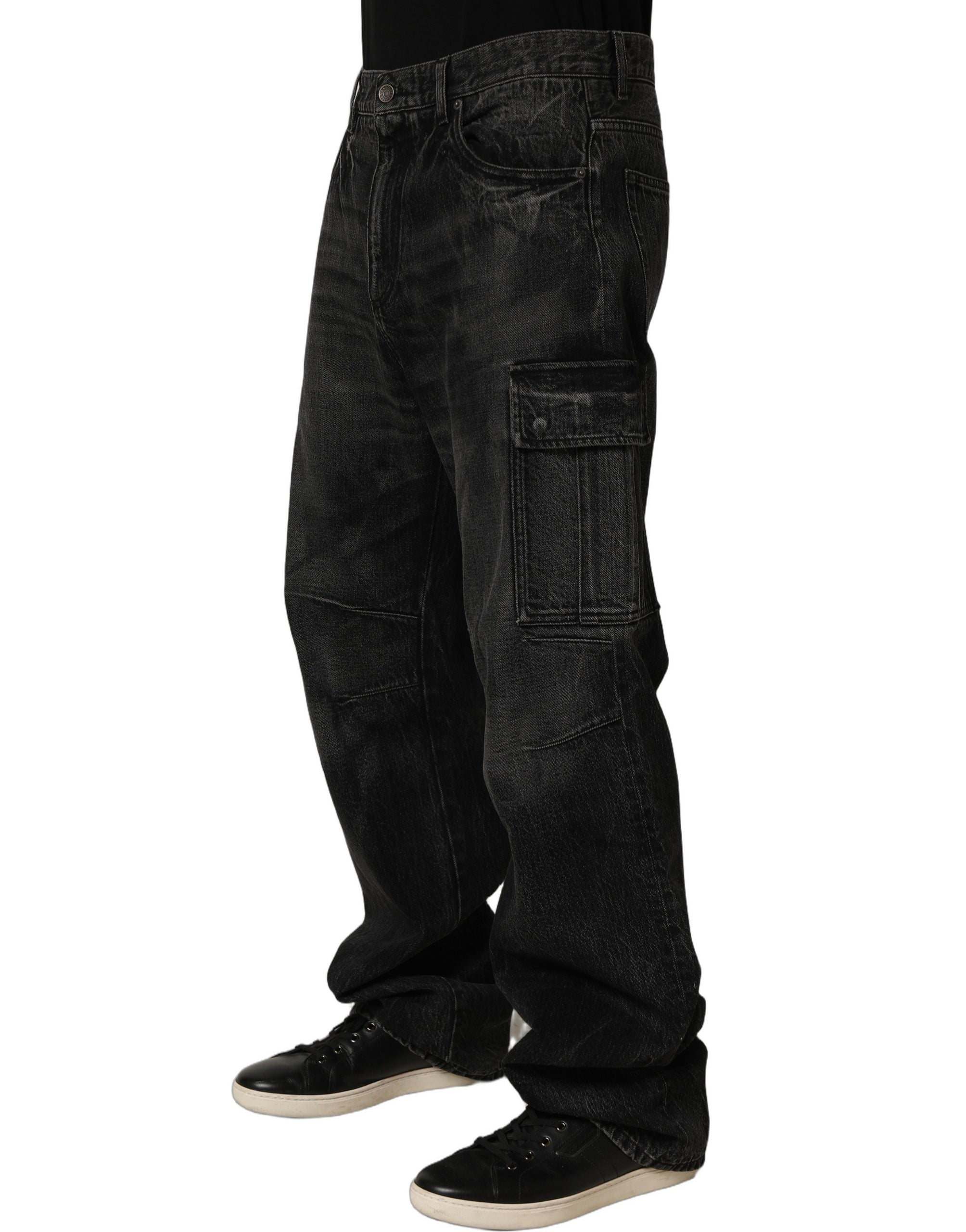 Dolce & Gabbana Dunkelgraue Baggy Cargo Jeans aus Baumwolle für Herren