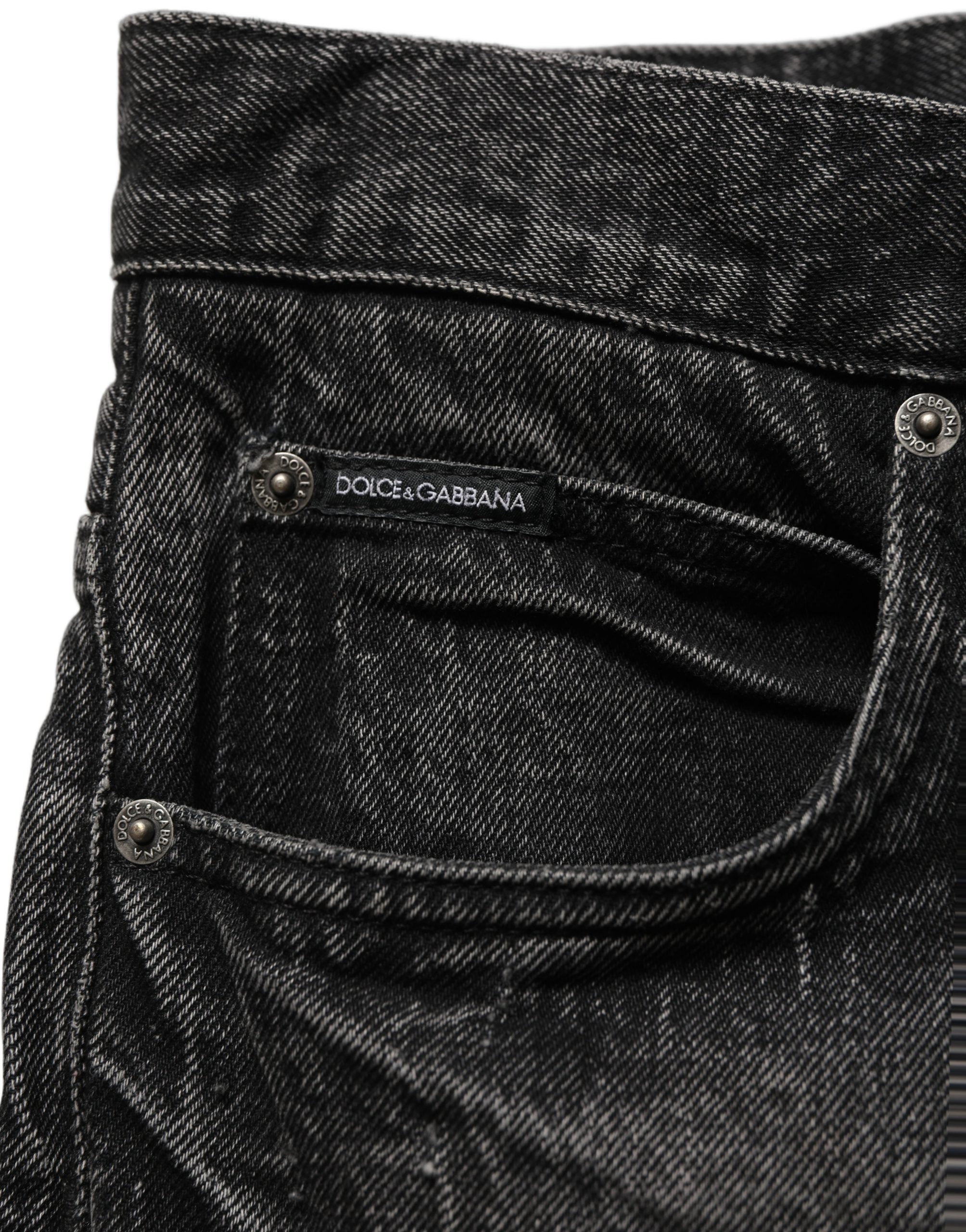 Dolce & Gabbana Dunkelgraue Baggy Cargo Jeans aus Baumwolle für Herren