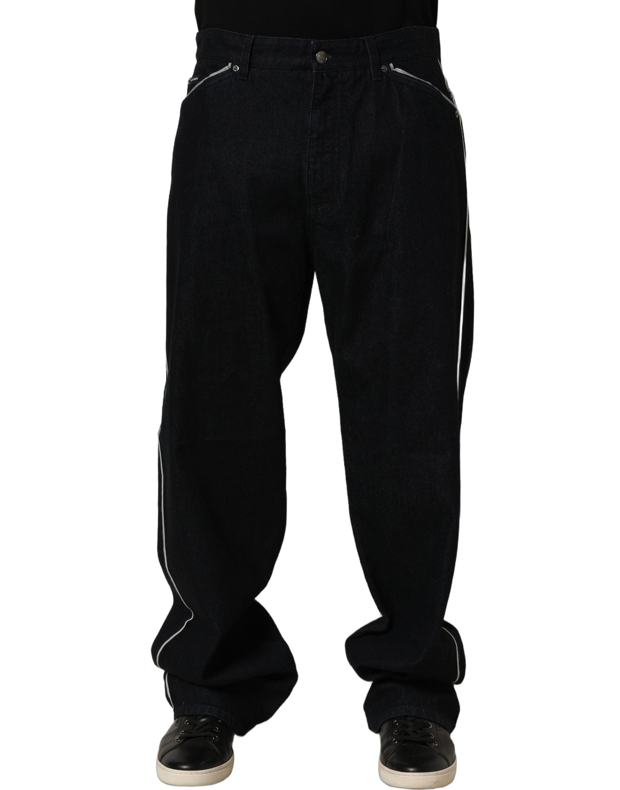 Dolce & Gabbana Schwarze gerade Herren-Jeans aus Baumwoll-Stretch