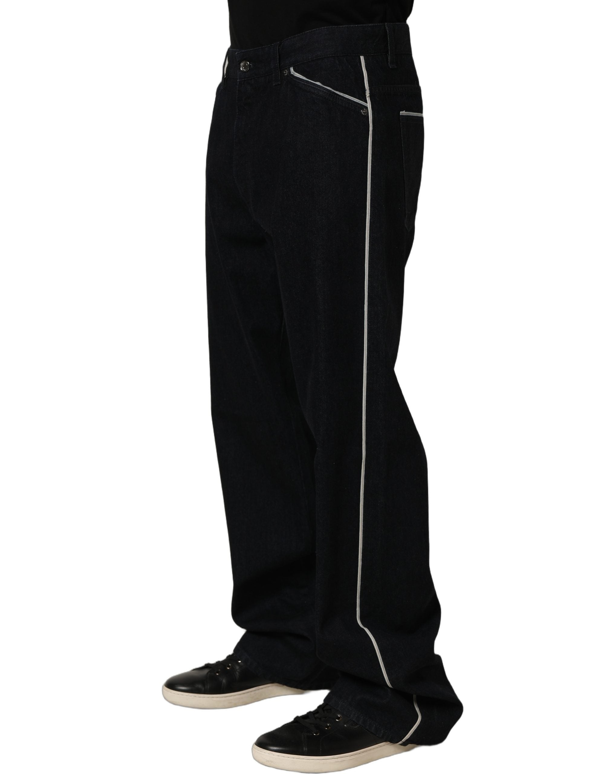 Dolce & Gabbana Schwarze gerade Herren-Jeans aus Baumwoll-Stretch