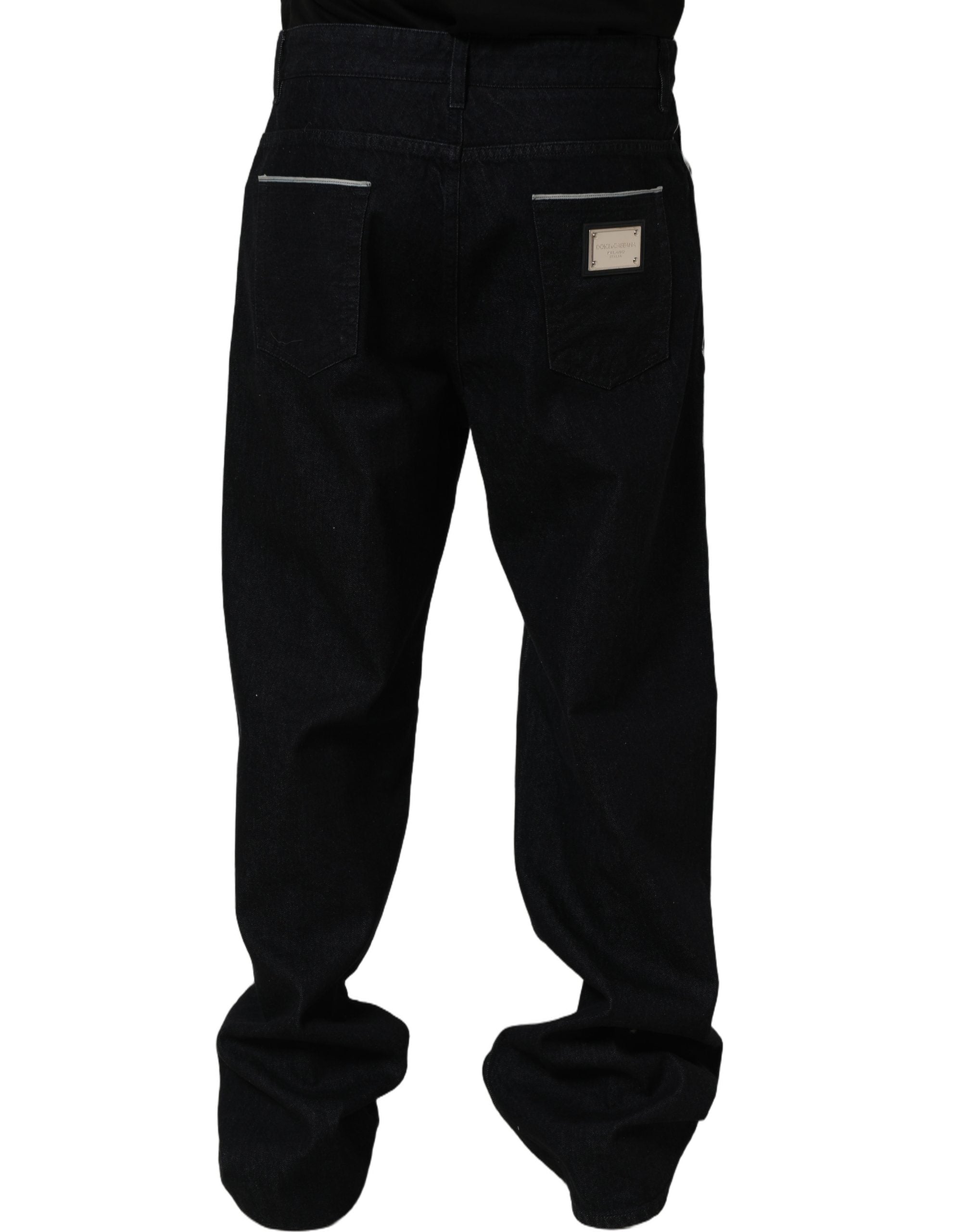 Dolce & Gabbana Schwarze gerade Herren-Jeans aus Baumwoll-Stretch