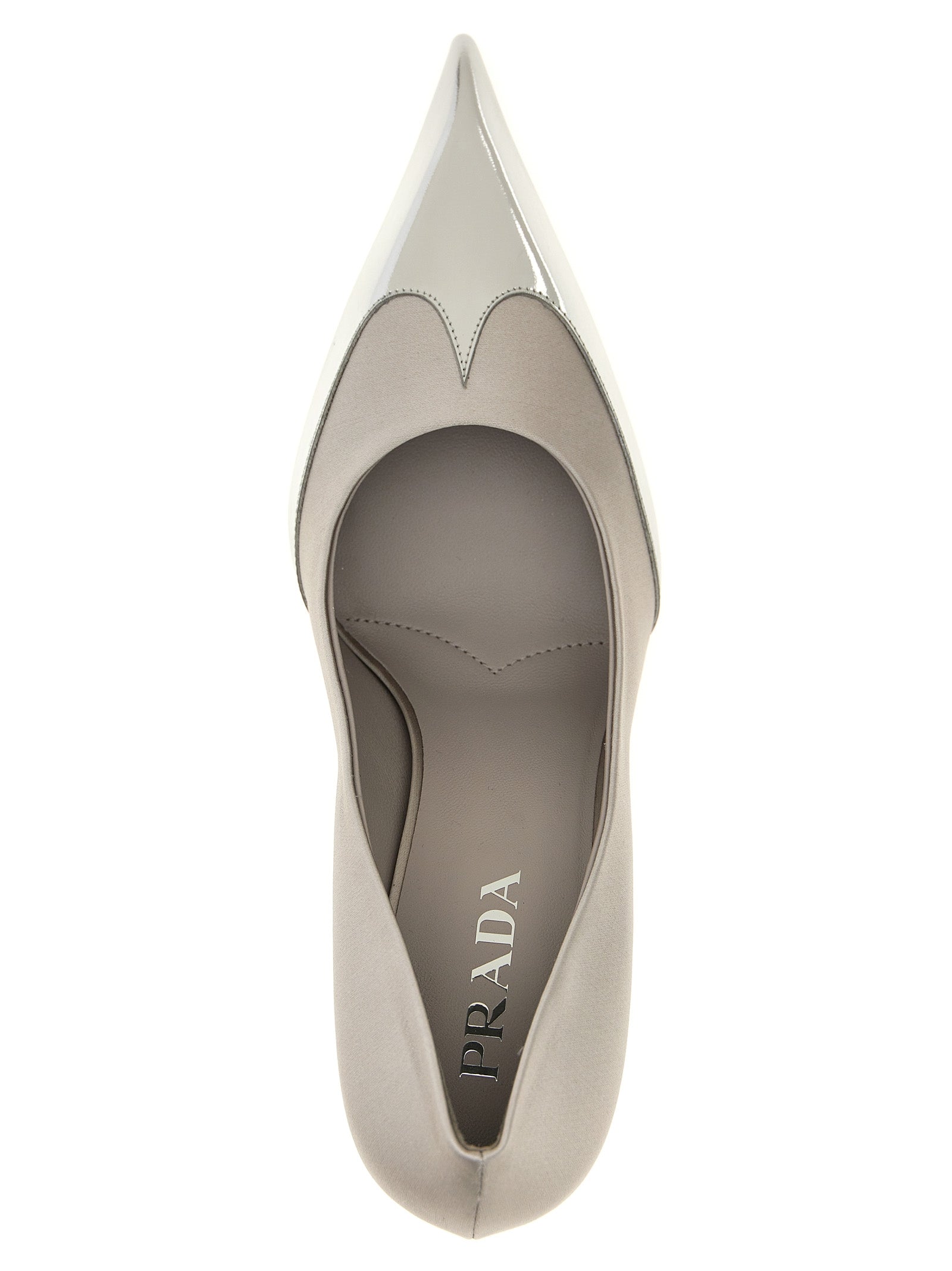 Prada Silberne Pumps aus Viskose mit hohem Absatz