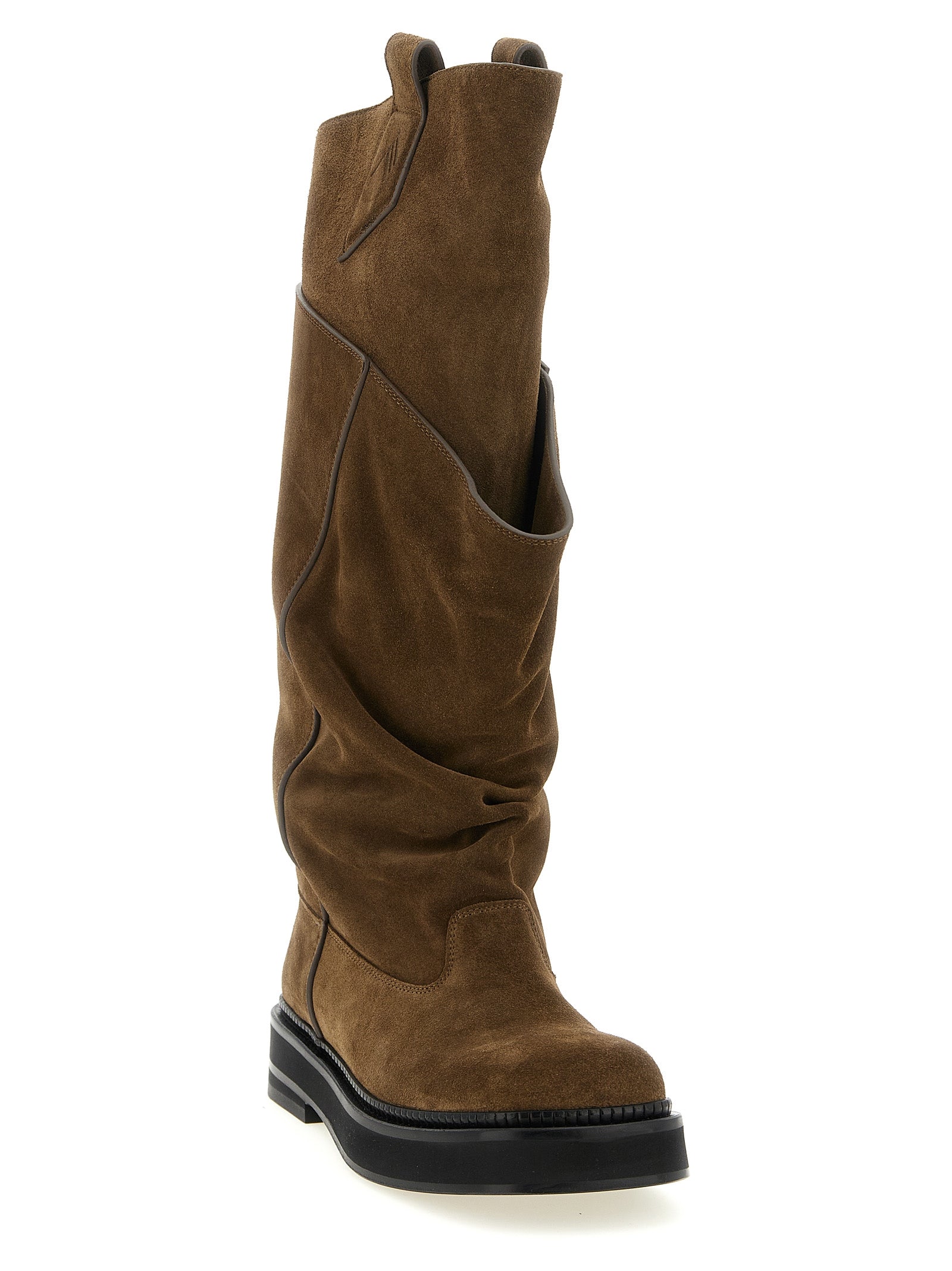The Attico Braun Kalbsleder Overknee-Stiefel