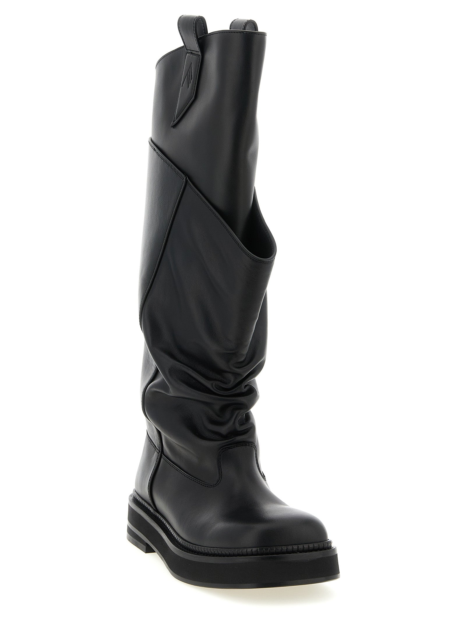 The Attico Schwarzes Kalbsleder Over-the-Knee