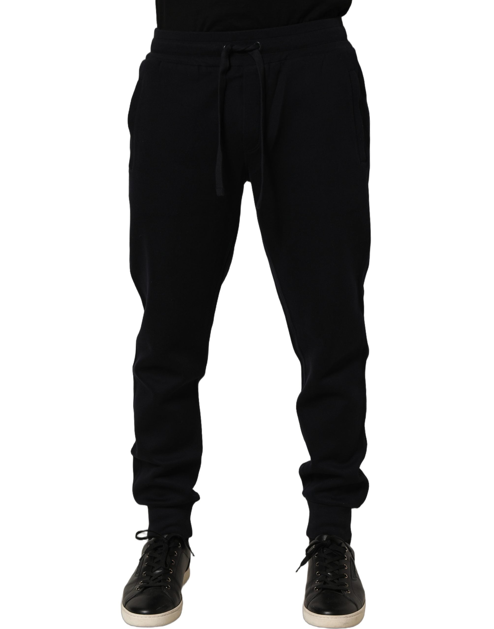 Dolce & Gabbana Blaue Baumwoll-Jogginghose mit Kordelzug