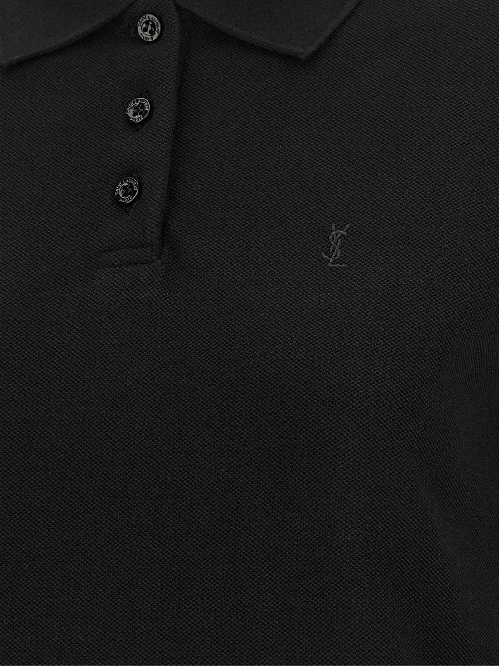 Saint Laurent Schwarzes Baumwoll-Poloshirt