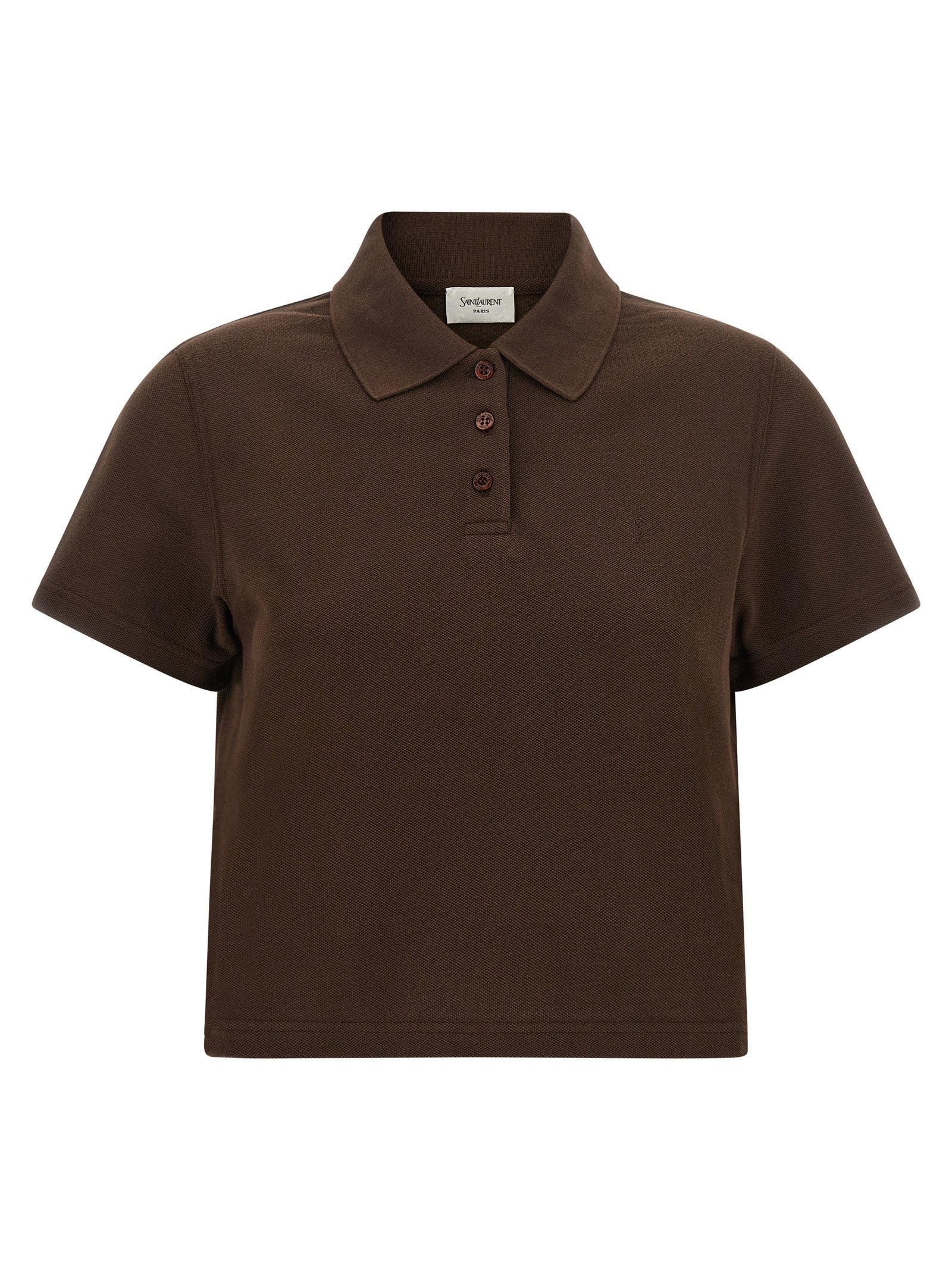 Saint Laurent Braunes Baumwoll-Polohemd