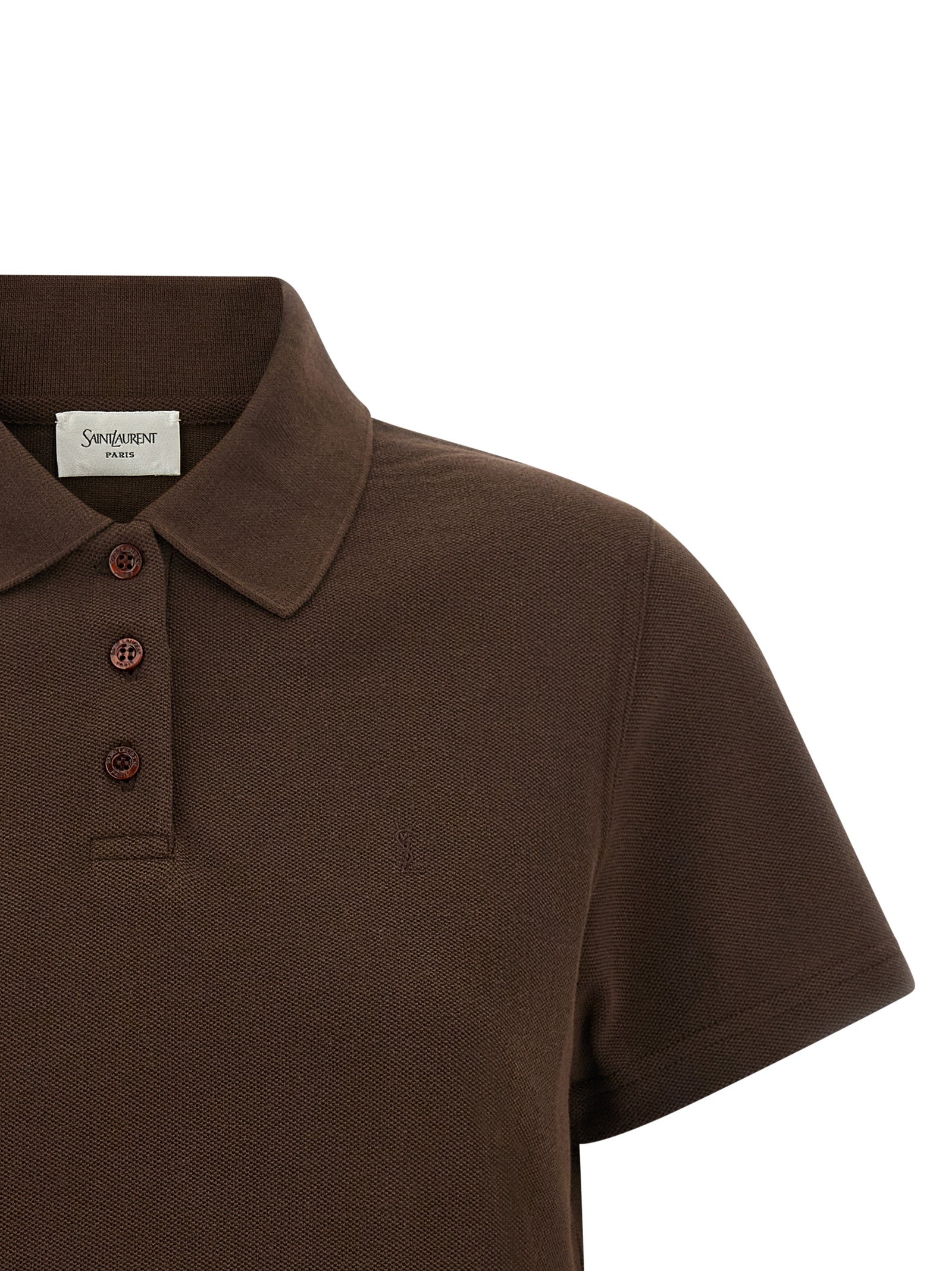 Saint Laurent Braunes Baumwoll-Polohemd