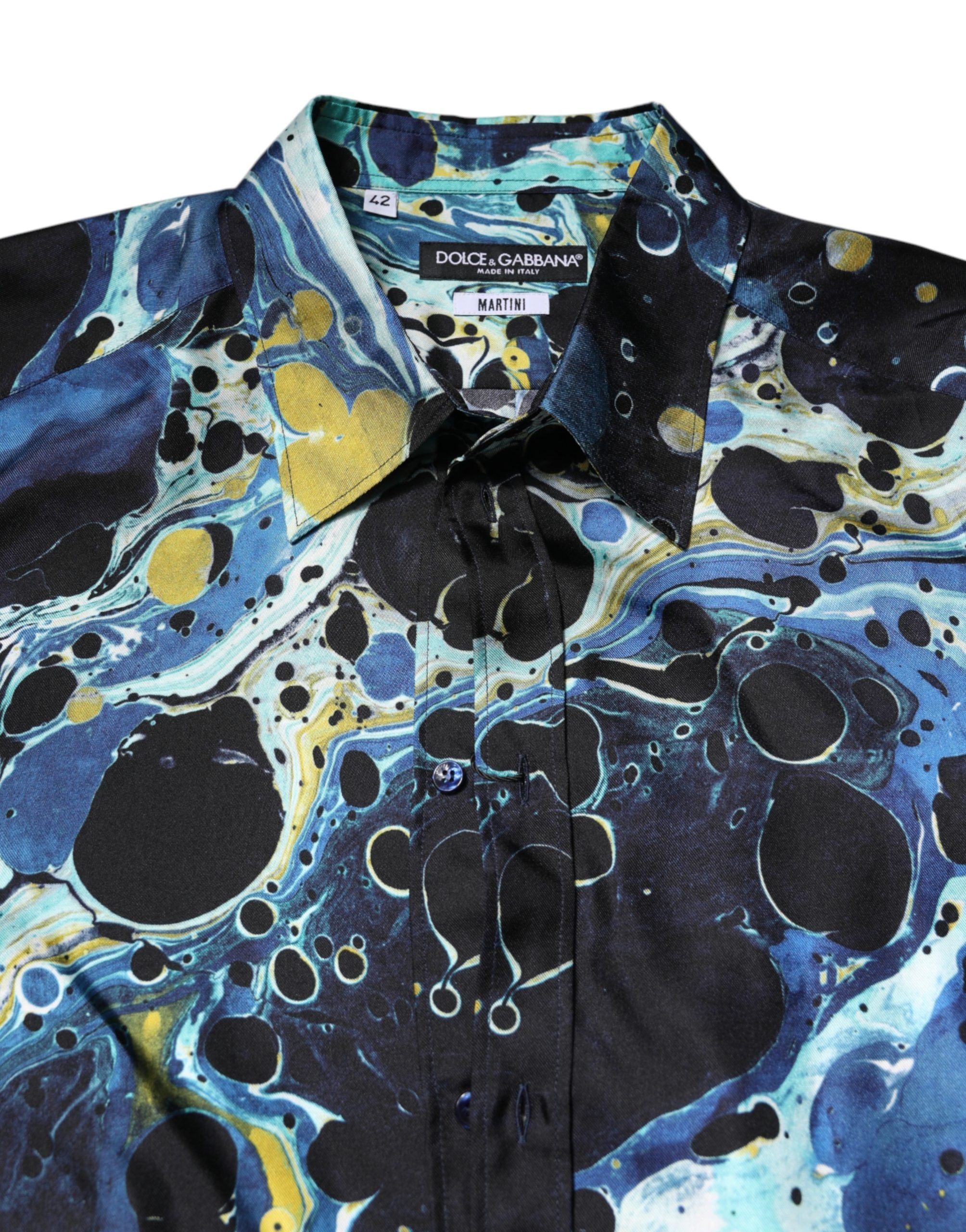 Dolce & Gabbana MARTINI Hemd mit blauem Marmorprint