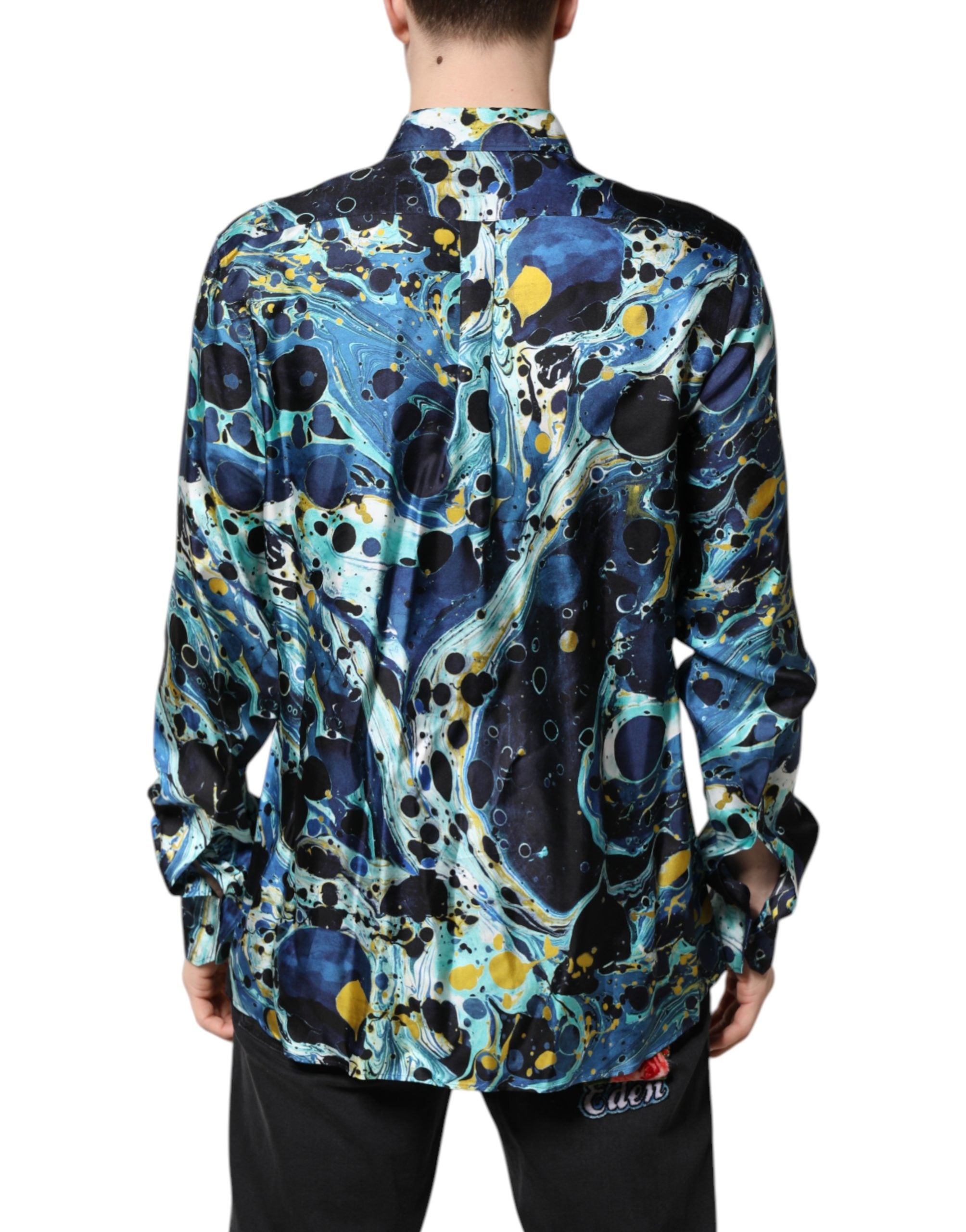 Dolce & Gabbana MARTINI Hemd mit blauem Marmorprint