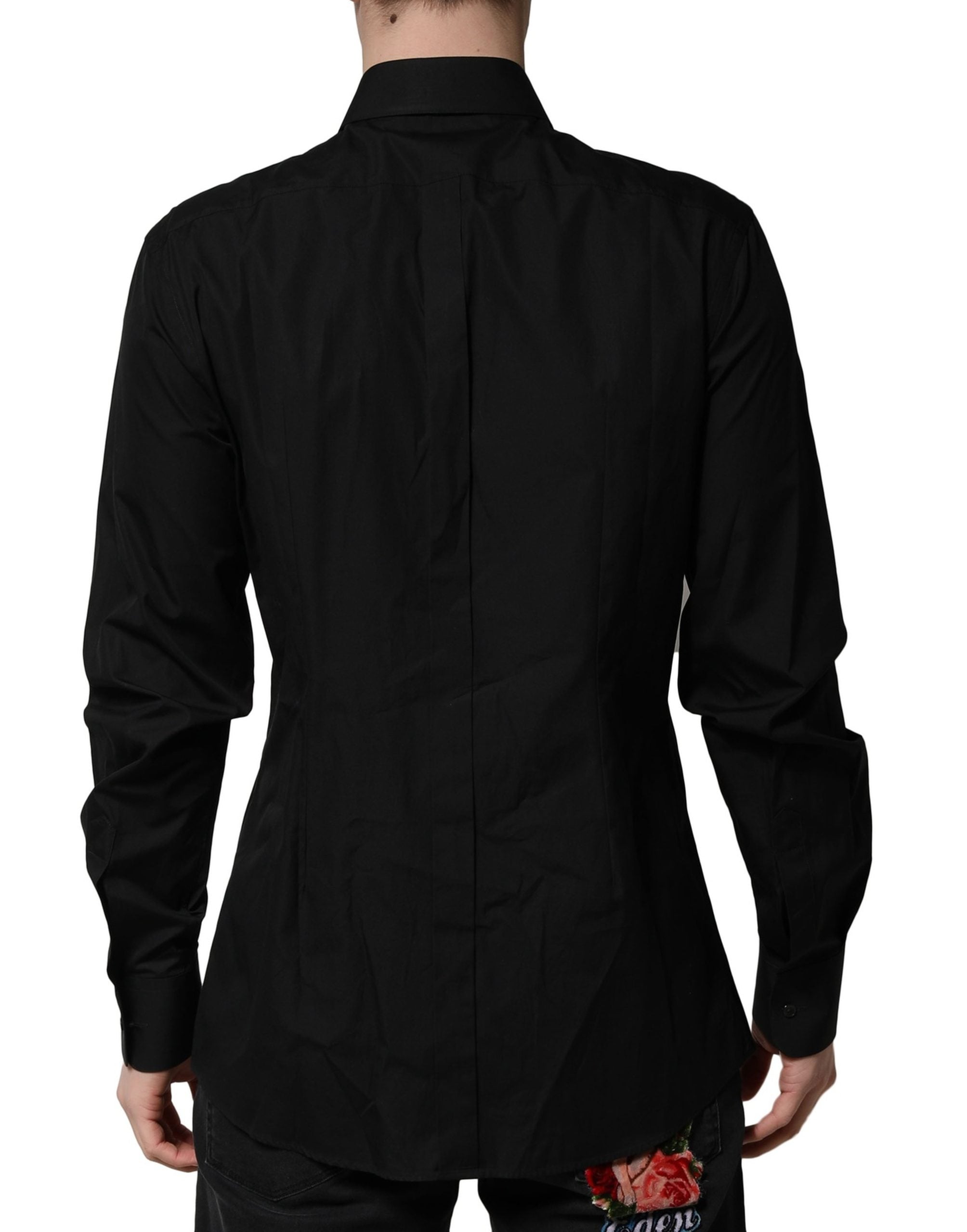 Dolce & Gabbana Schwarzes GOLD Hemd mit Kristallbesatz