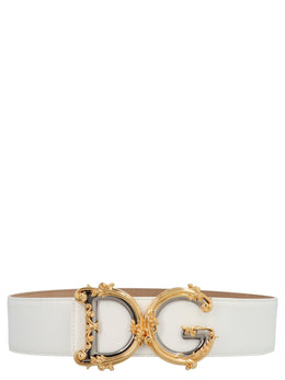 Dolce & Gabbana Weißer Kalbsleder Gürtel mit hoher Taille