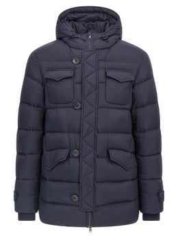 Herno Blaue Polyamid-Jacke in voller Länge