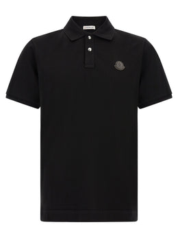 Moncler Schwarzes Poloshirt aus Leder