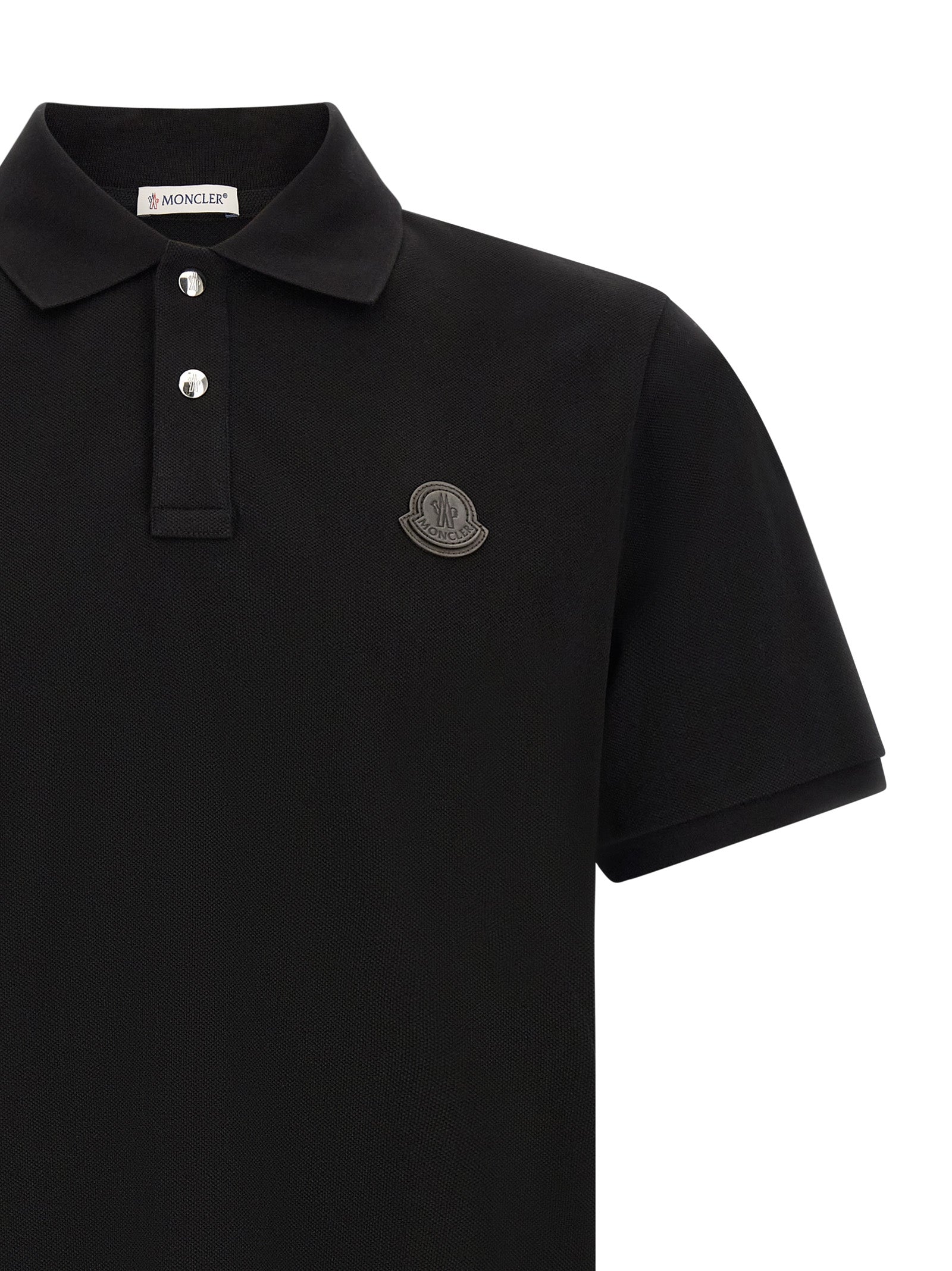 Moncler Schwarzes Poloshirt aus Leder