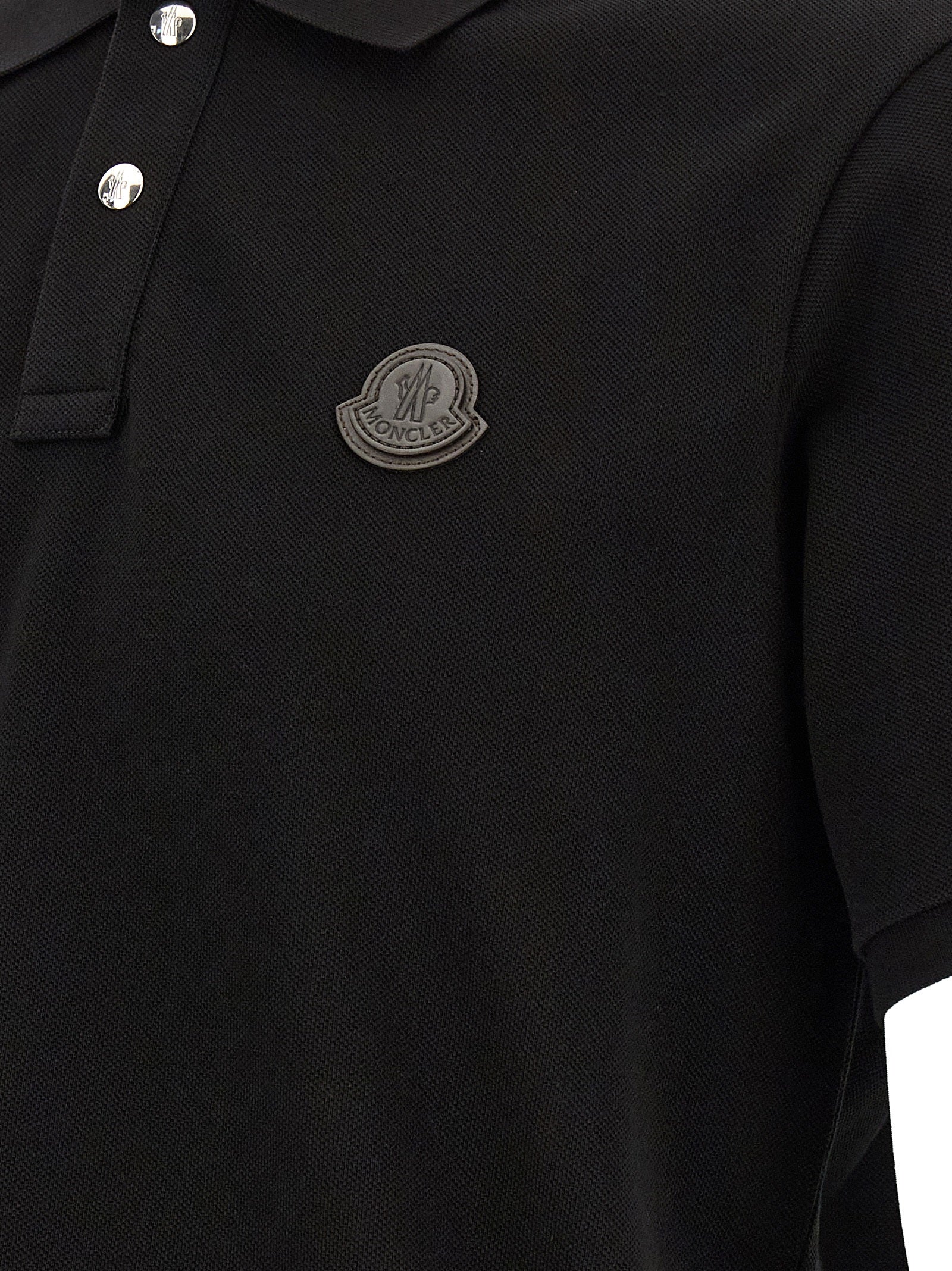 Moncler Schwarzes Poloshirt aus Leder