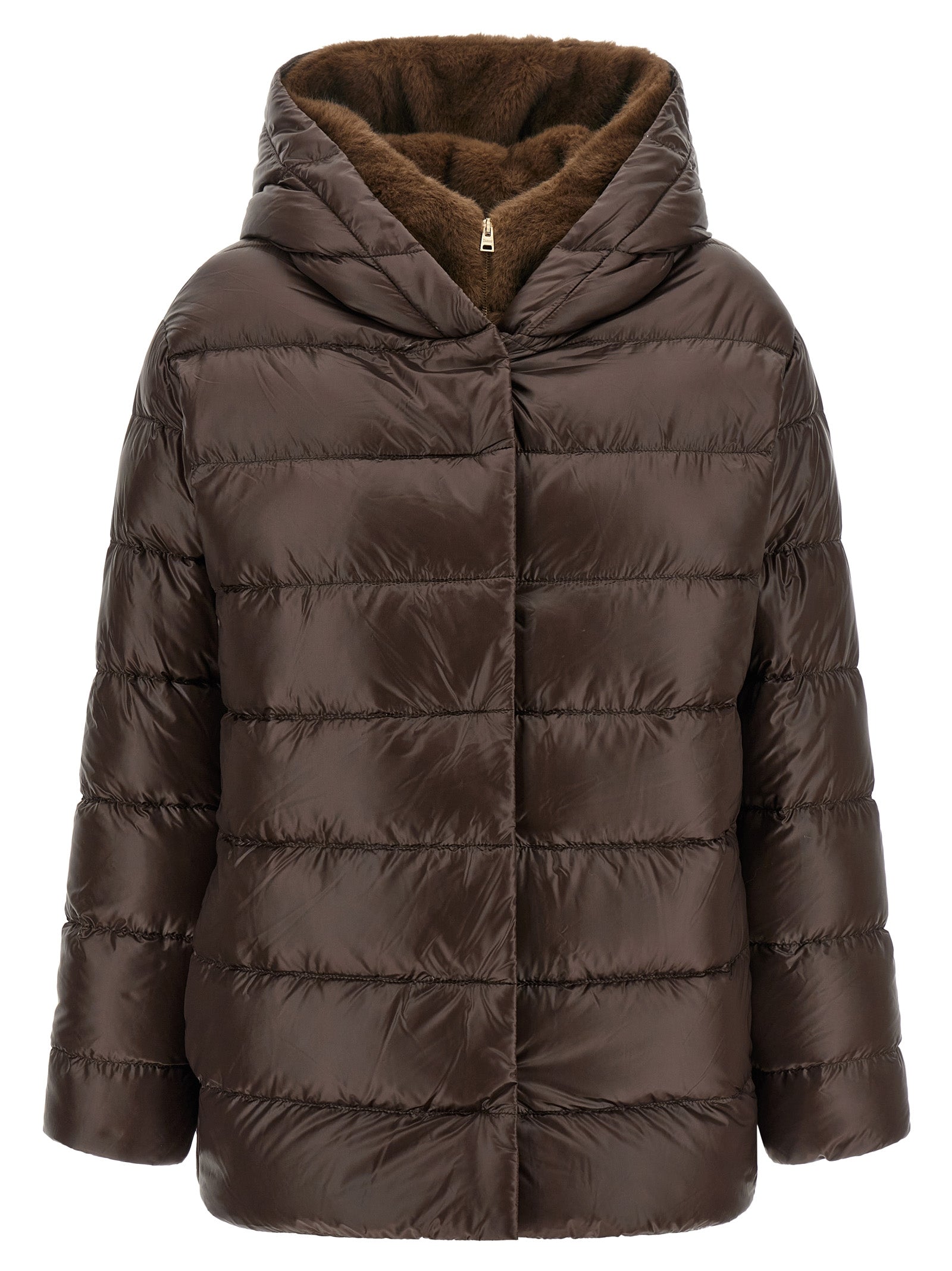 Herno Braune Polyamid-Jacke in voller Länge