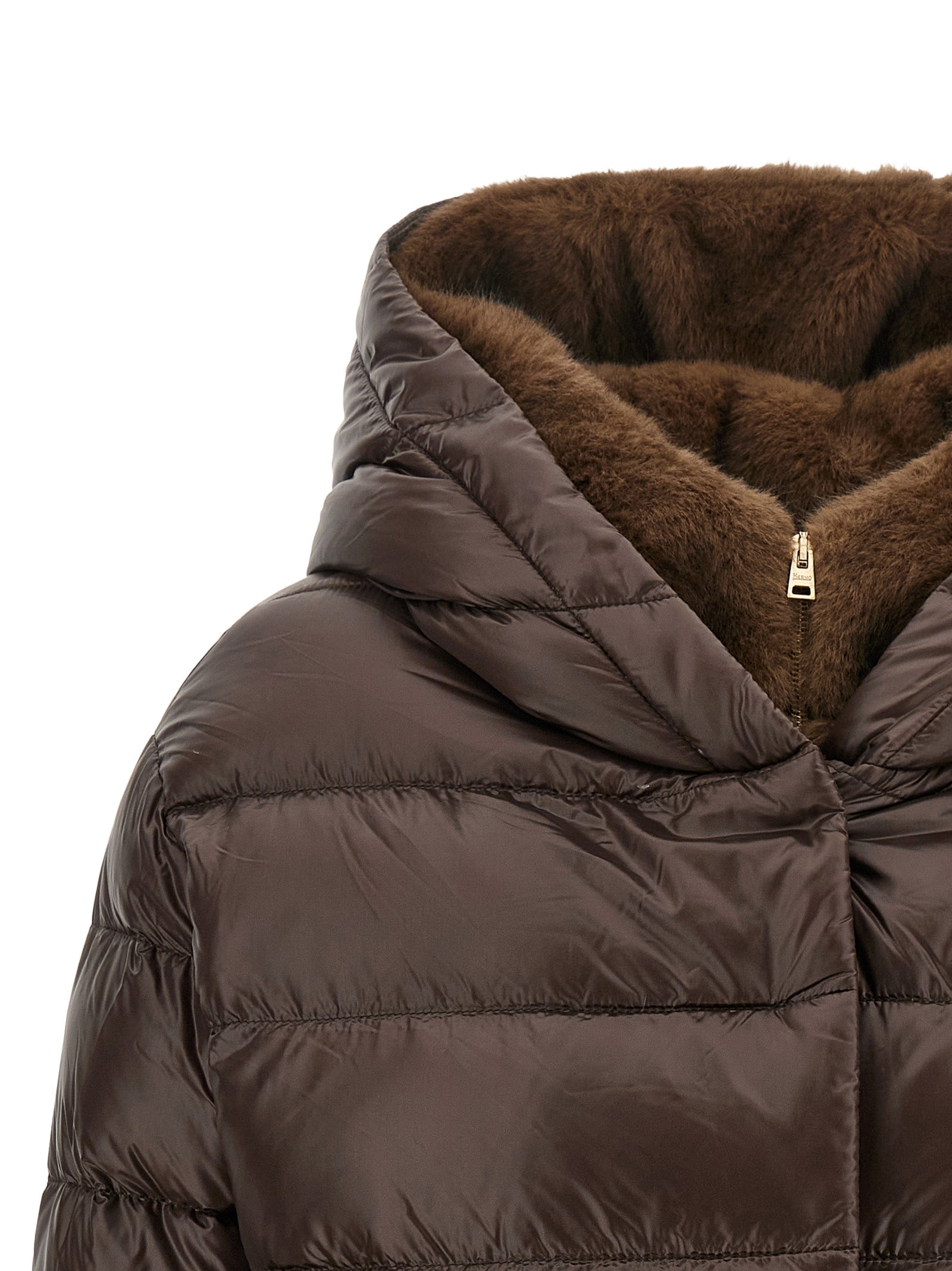 Herno Braune Polyamid-Jacke in voller Länge