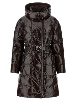 PINKO Braune Polyamid-Jacke in voller Länge