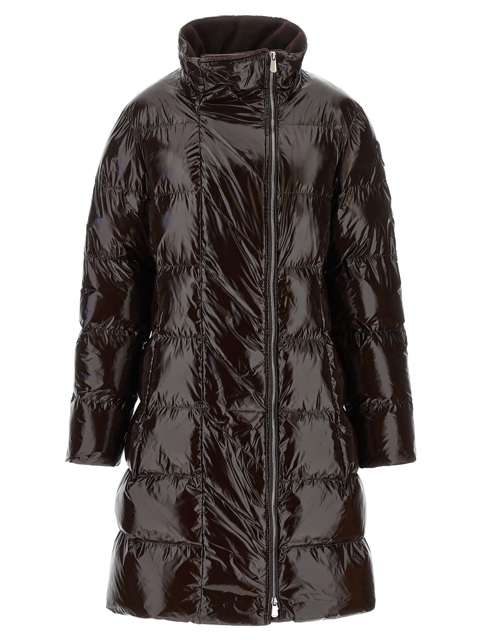 PINKO Braune Polyamid-Jacke in voller Länge
