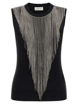 Sportmax Schwarze Tanktops aus reiner Schurwolle
