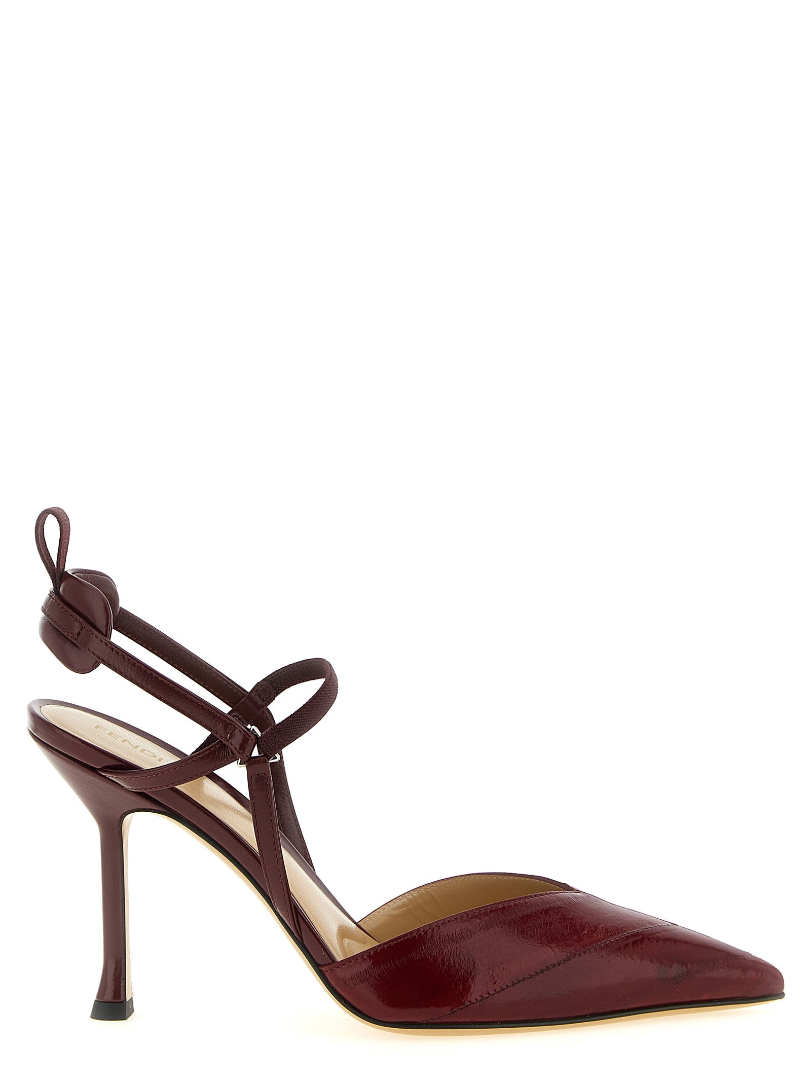 Fendi Plateau-Pumps aus bordeauxrotem Lammleder