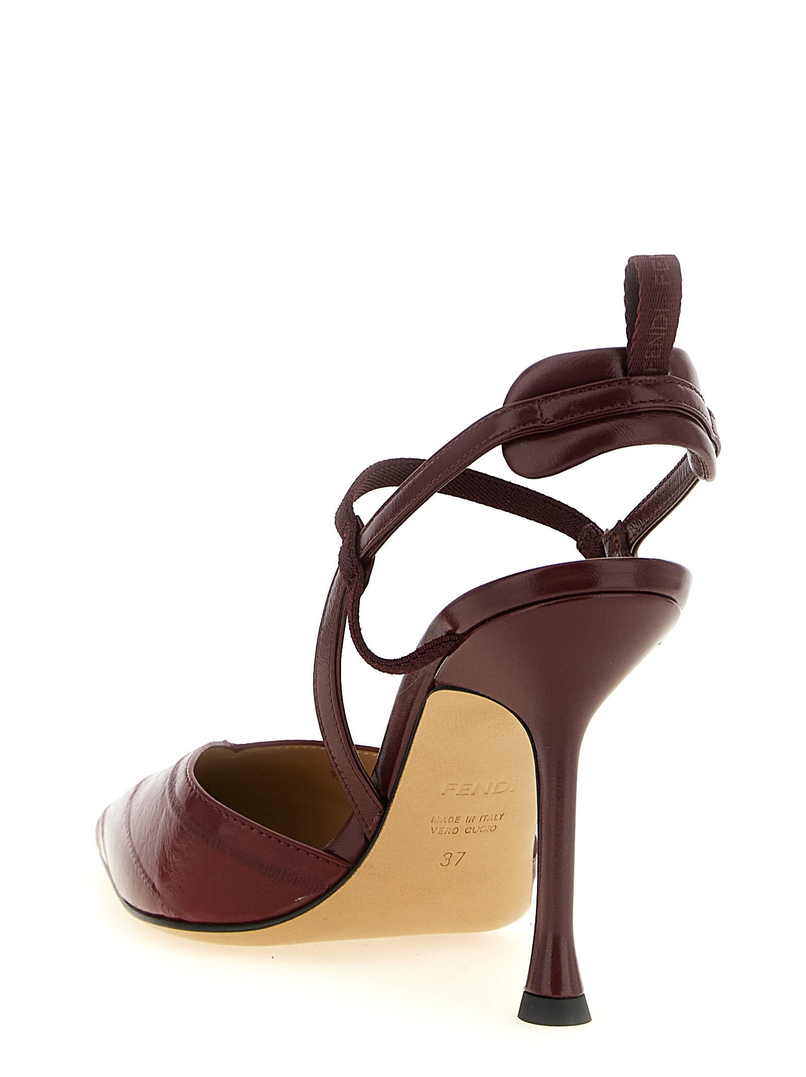 Fendi Plateau-Pumps aus bordeauxrotem Lammleder