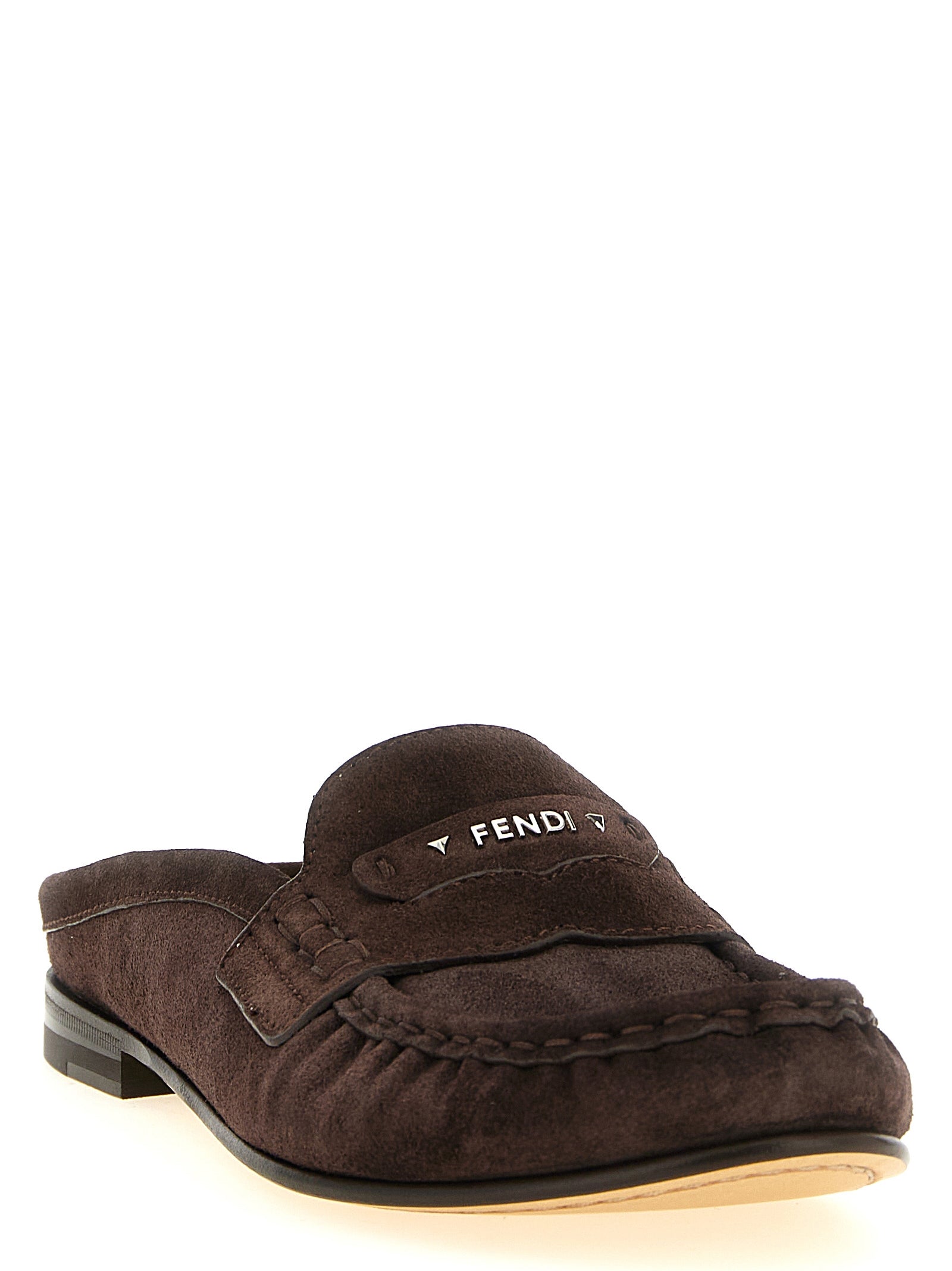 Fendi Braune Kalbsleder-Slipper