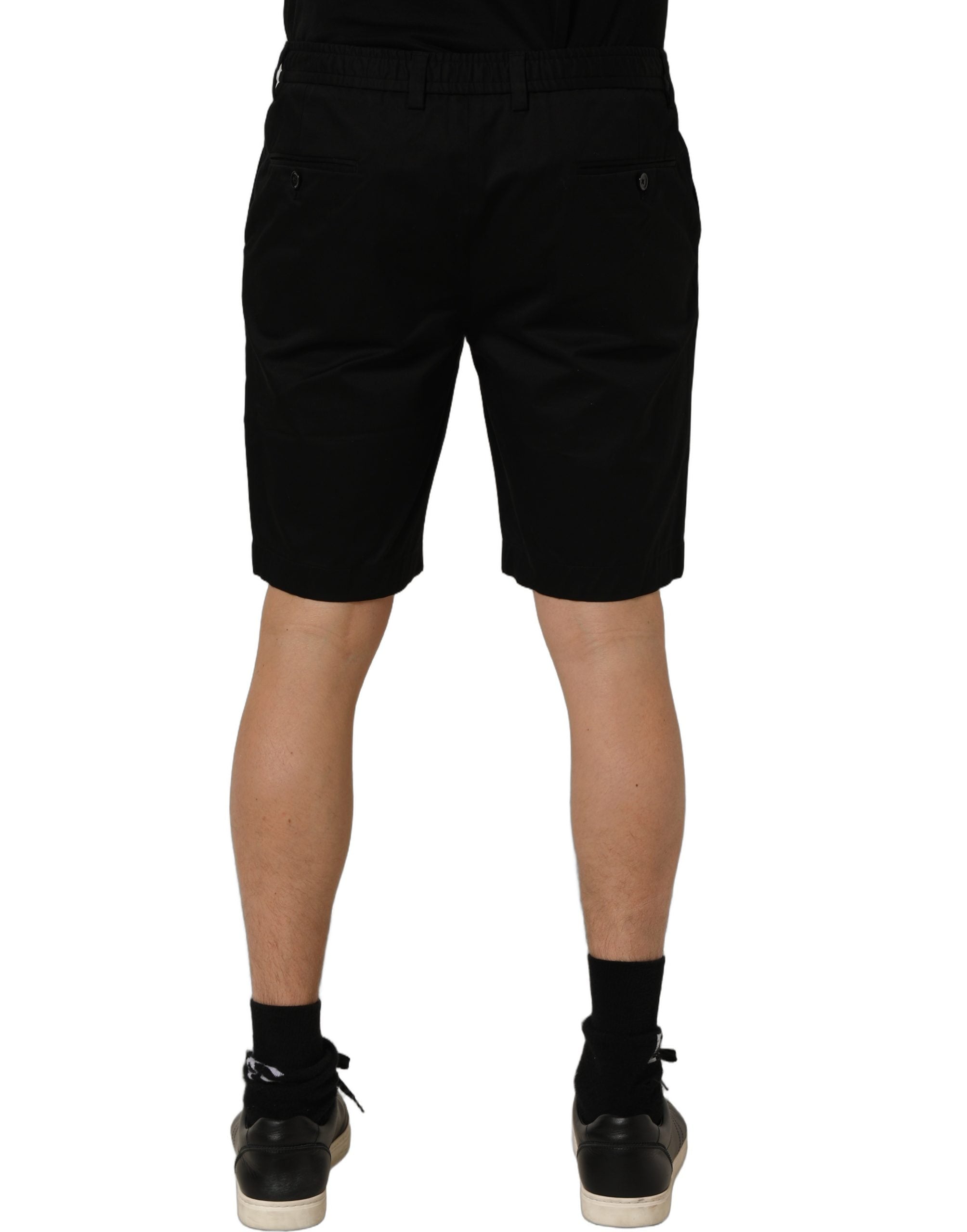 Dolce & Gabbana Schwarze Baumwoll-Bermudashorts für Herren mit mittlerer Leibhöhe